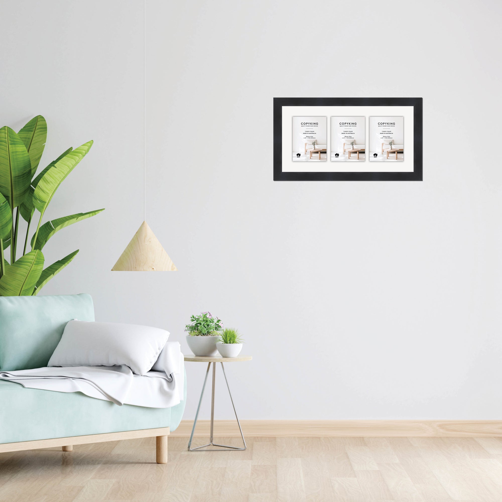Grove Black 40mm Wood Collage Photo Frame - 12" x 24" - 3 Photos (6" x 8")
