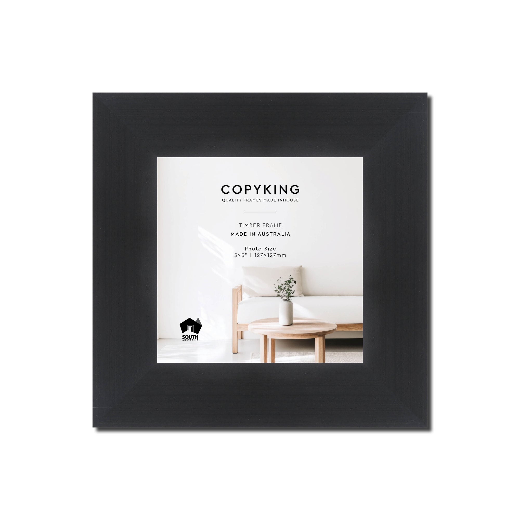 Grove Black 40mm Wood Square Photo Frame - 5" x 5" (127mm x 127mm)