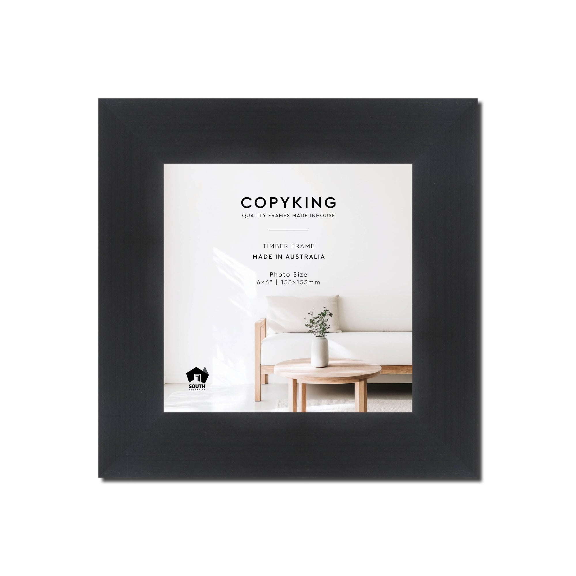 Grove Black 40mm Wood Square Photo Frame - 6" x 6" (153mm x 153mm)