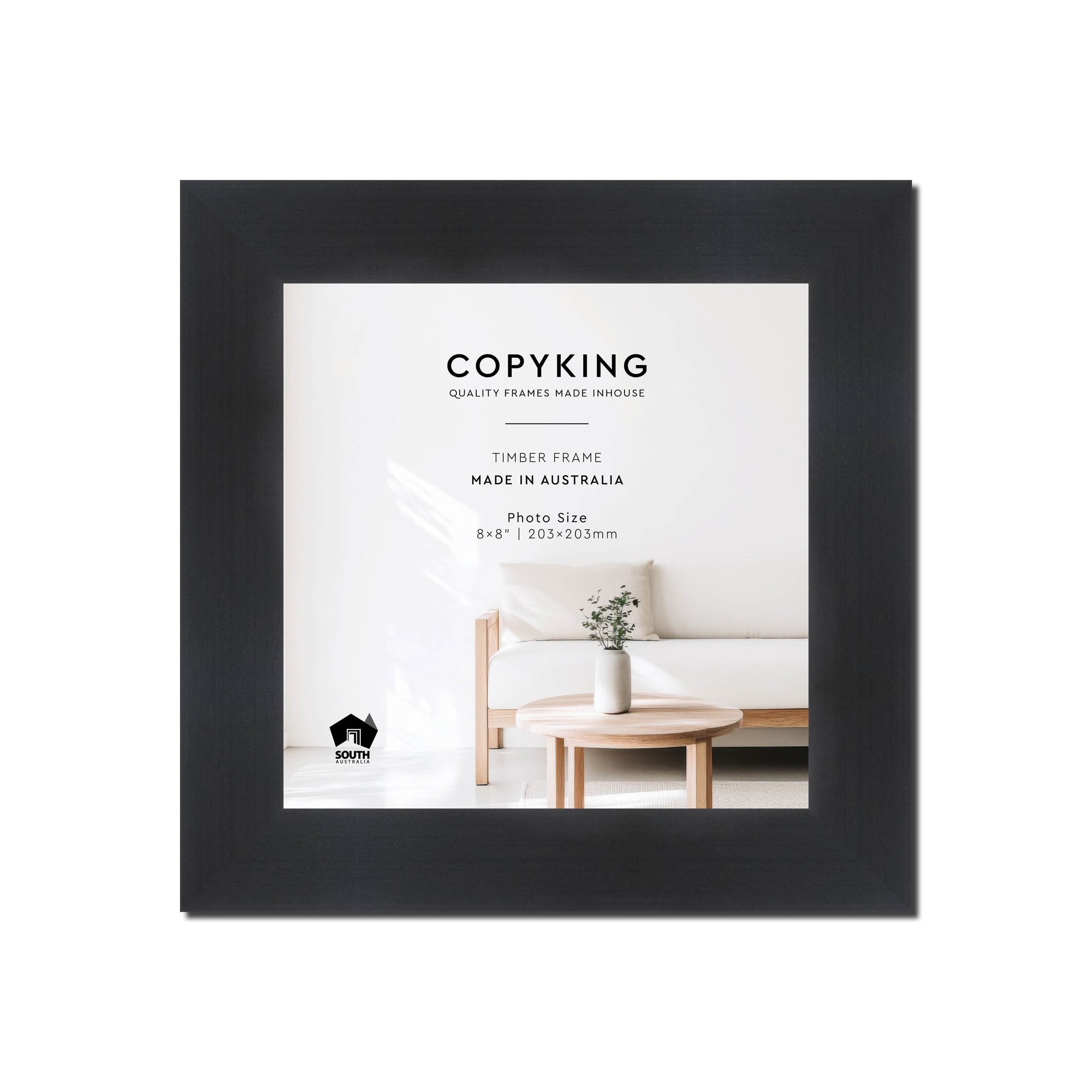 Grove Black 40mm Wood Square Photo Frame - 8" x 8" (203mm x 203mm)