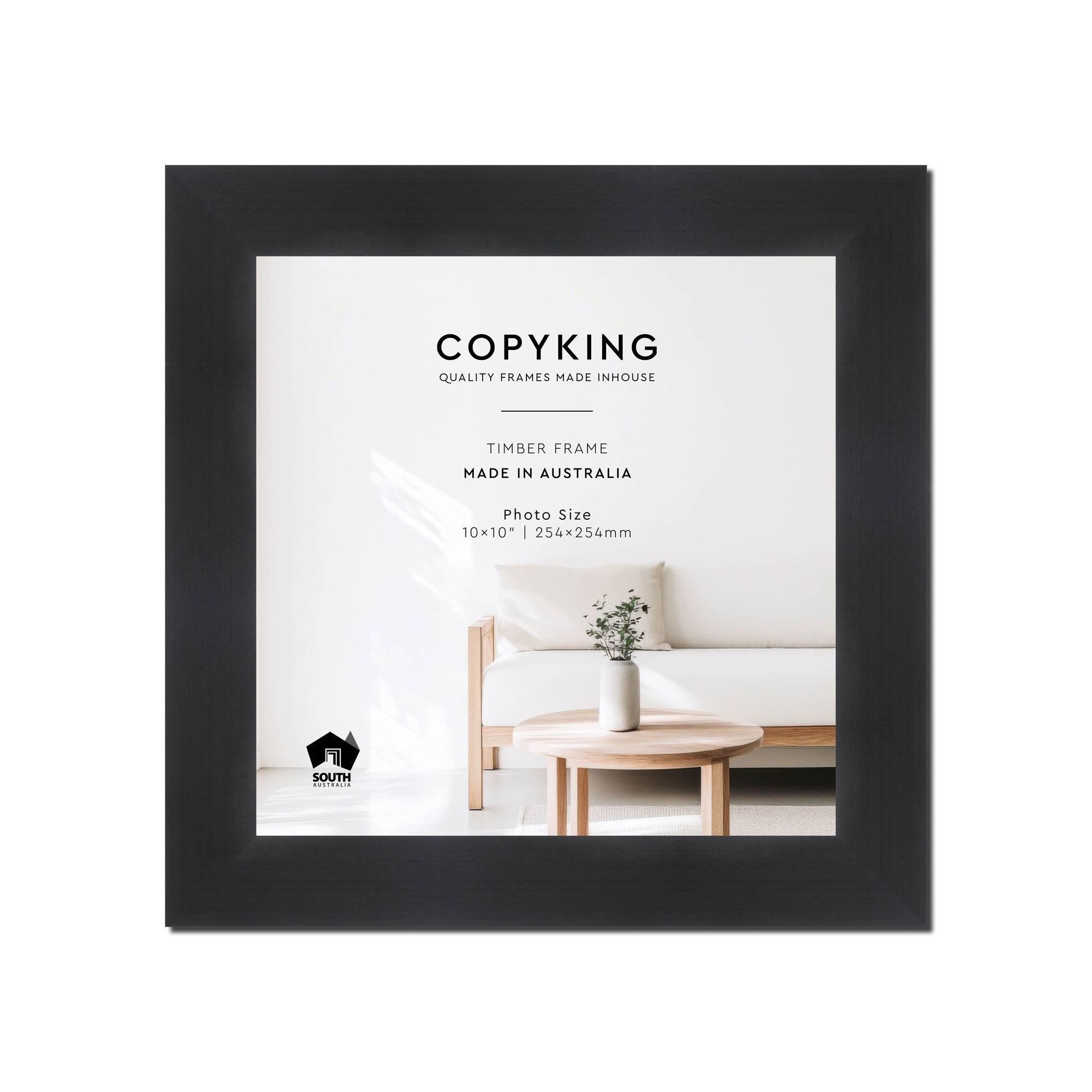 Grove Black 40mm Wood Square Photo Frame - 10" x 10" (254mm x 254mm)