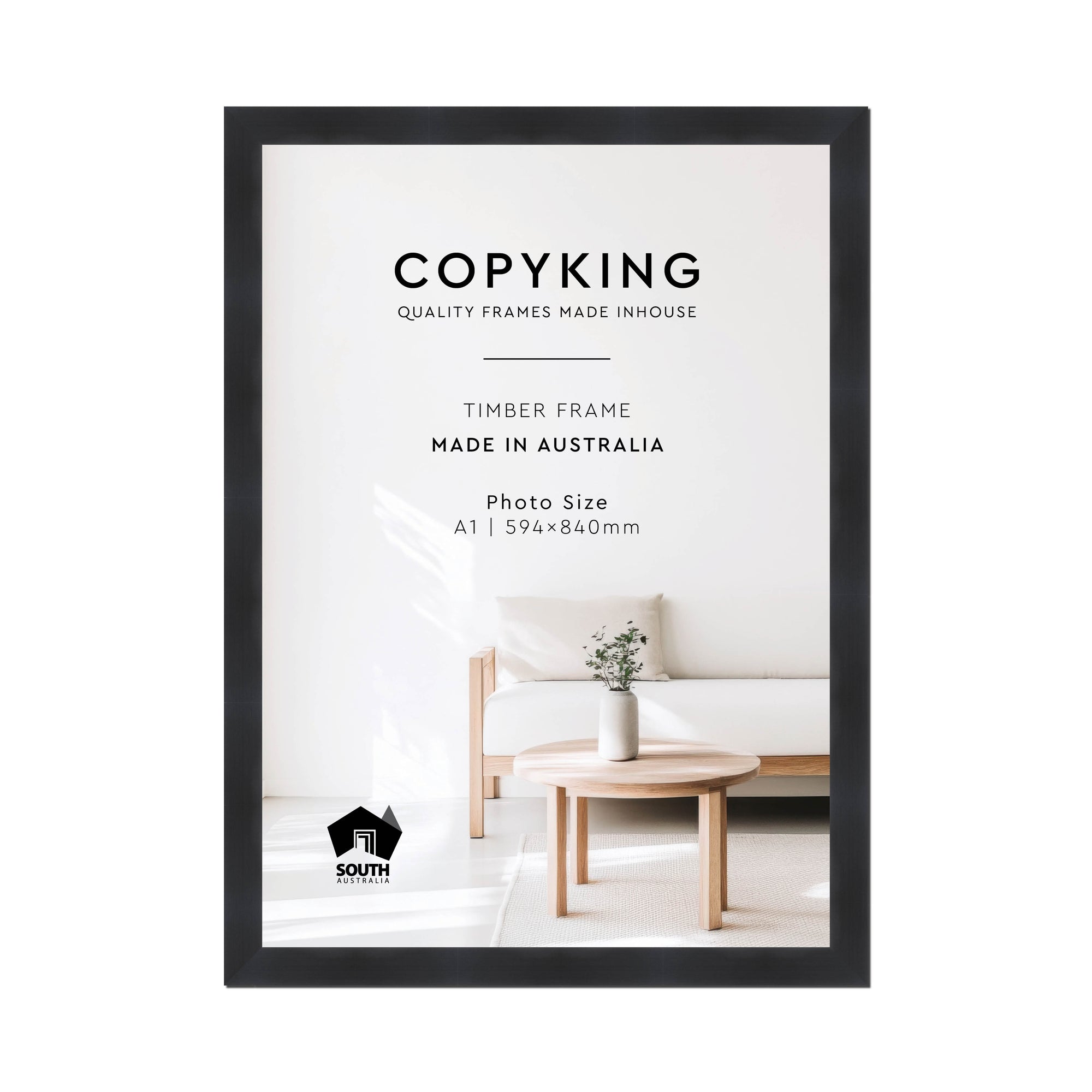 Grove Black 40mm Wood Poster Frame - A1 (594mm x 840mm)
