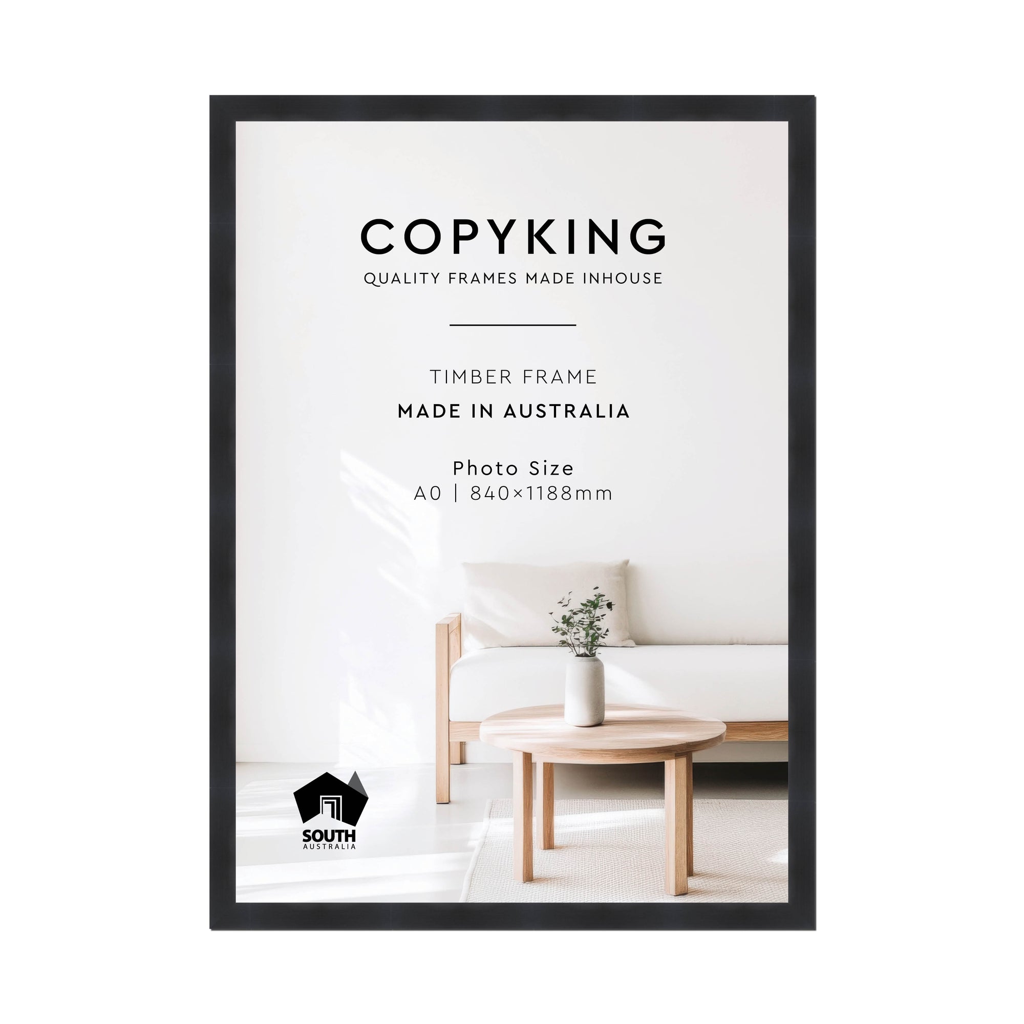 Grove Black 40mm Wood Poster Frame - A0 (840mm x 1188mm)