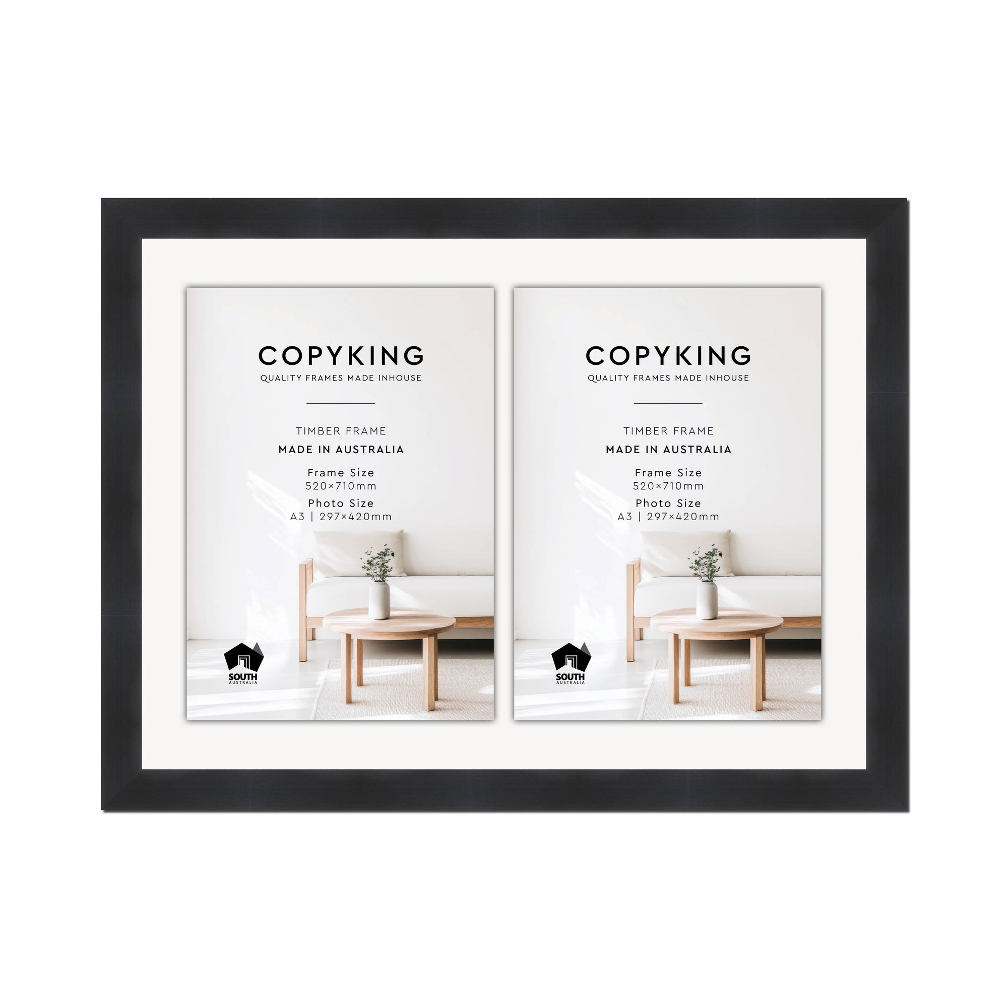 Grove Black 40mm Wood Certificate Frame - 520mm x 710mm - 2 Certificates (A3)