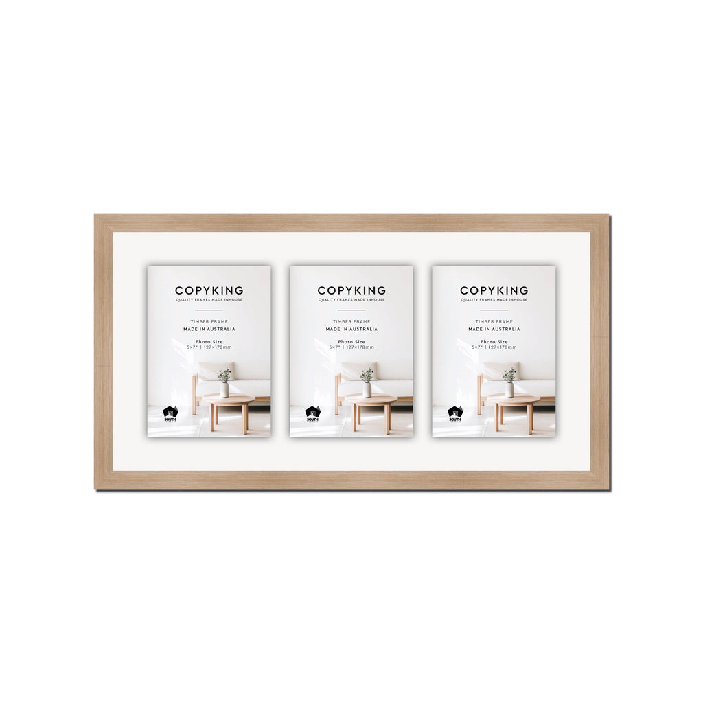 Grove Camel 20mm Wood Collage Photo Frame - 10" x 20" - 3 Photos (5" x 7")