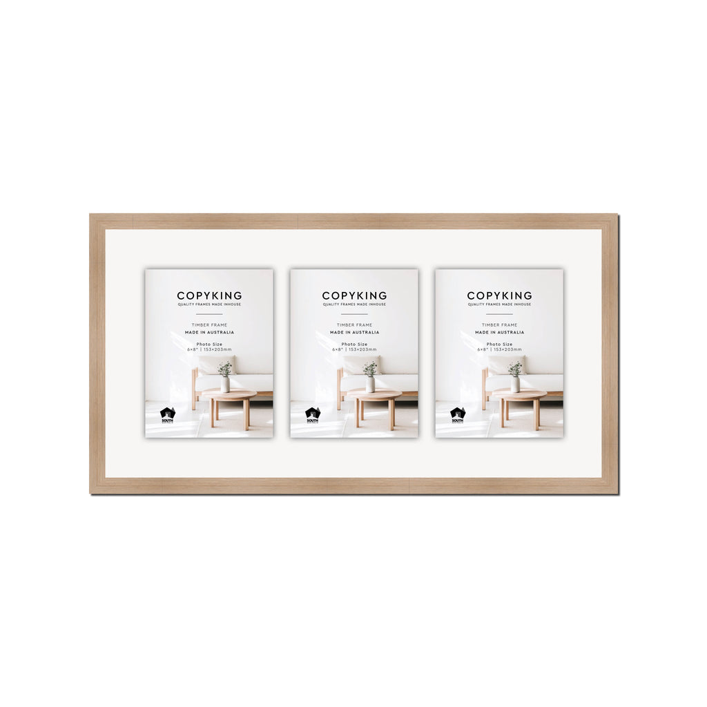 Grove Camel 20mm Wood Collage Photo Frame - 12" x 24" - 3 Photos (6" x 8")