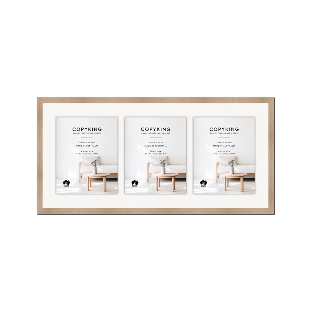 Grove Camel 20mm Wood Collage Photo Frame - 14" x 30" - 3 Photos (8" x 10")