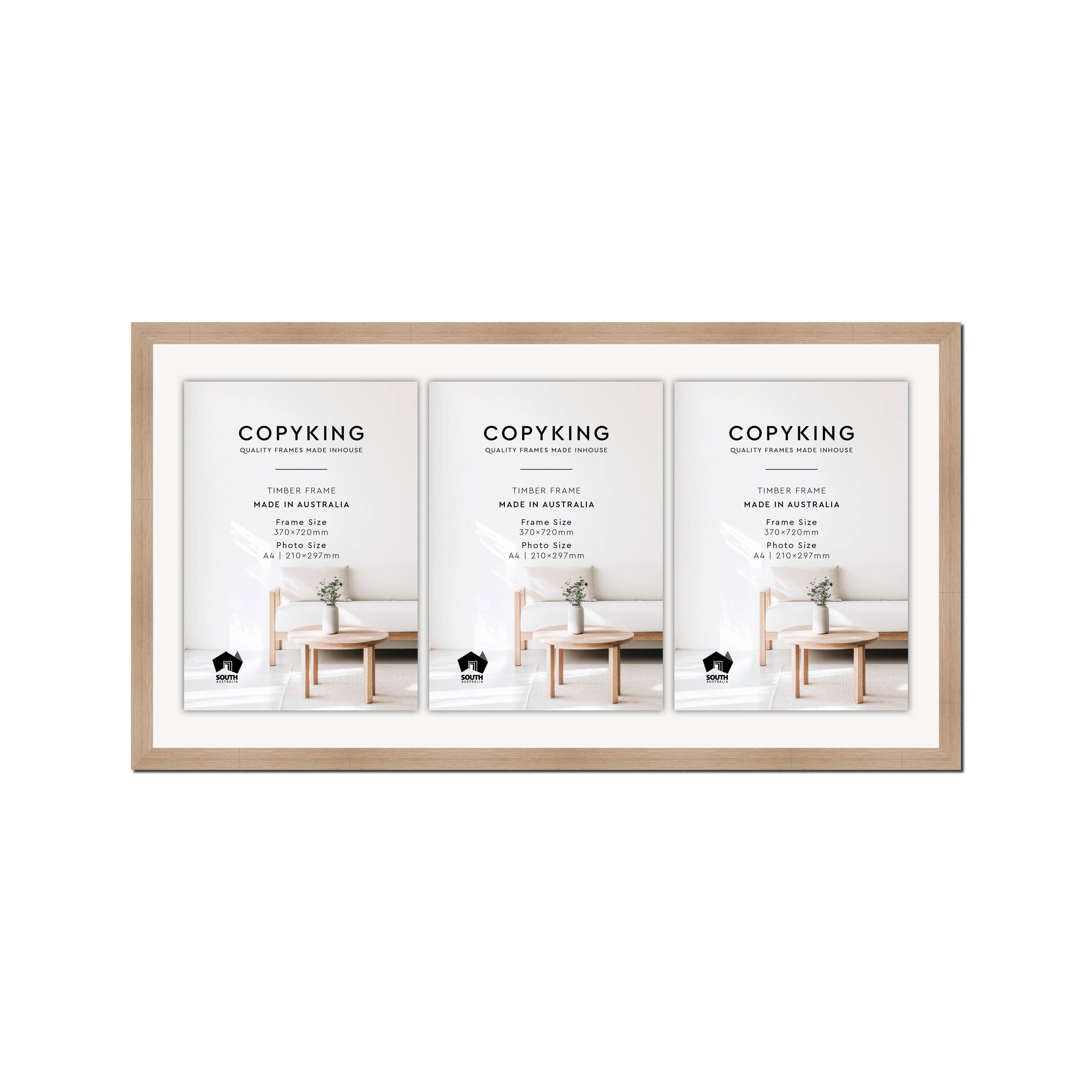 Grove Camel 20mm Wood Certificate Frame - 370mm x 720mm - 3 Certificates (A4)