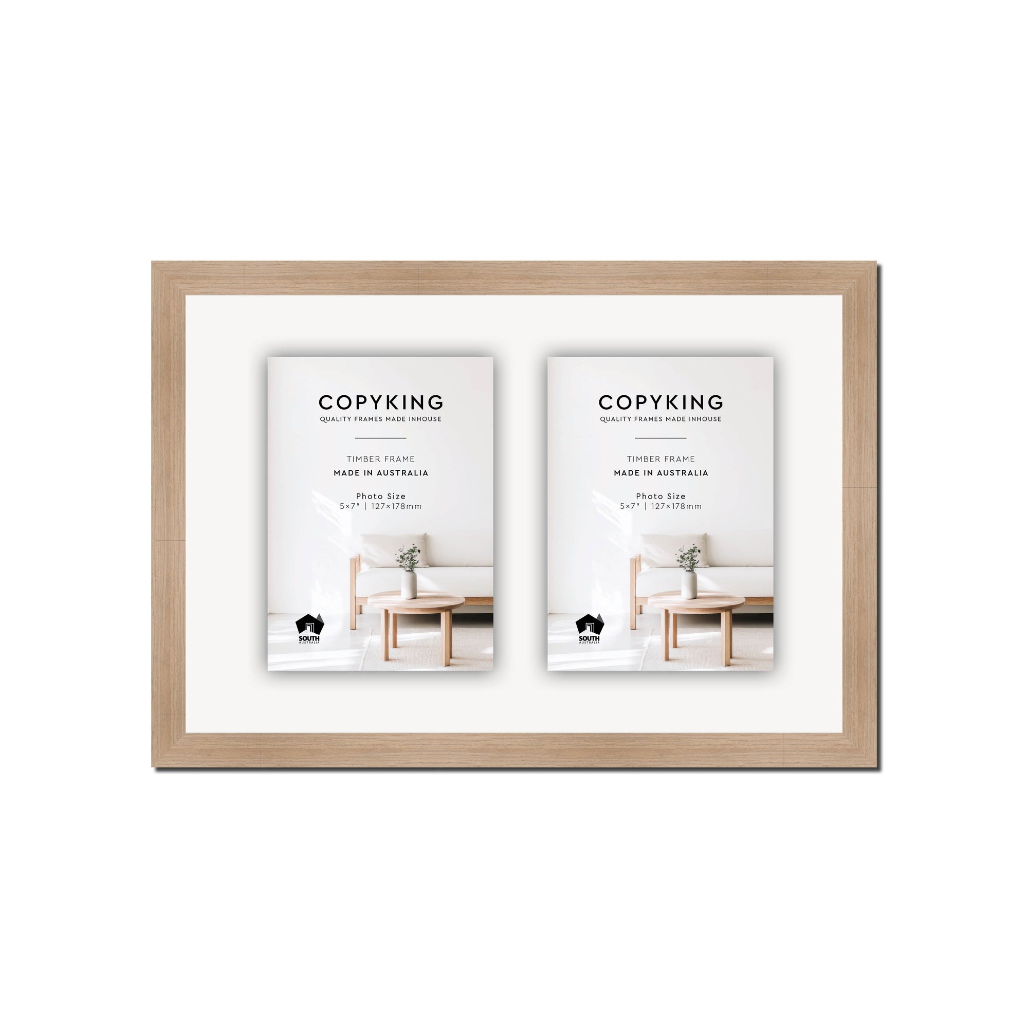 Grove Camel 20mm Wood Collage Photo Frame - 10" x 15" - 2 Photos (5" x 7")