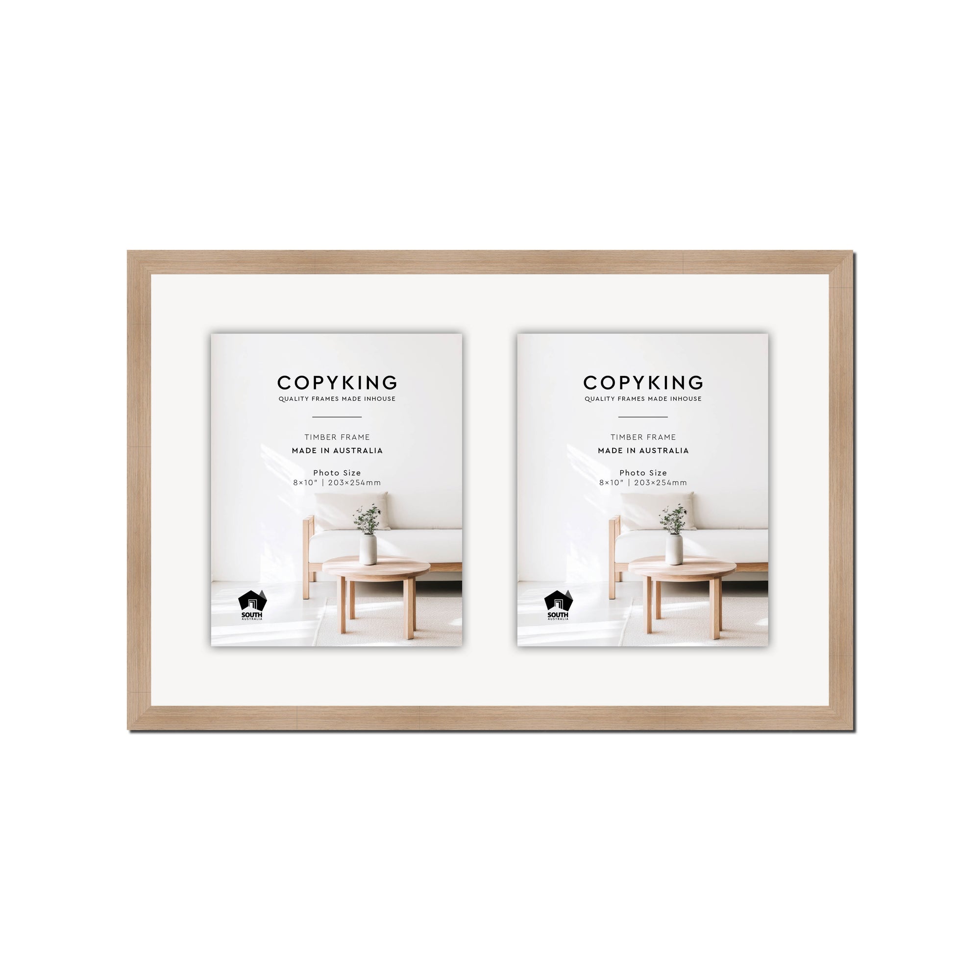Grove Camel 20mm Wood Collage Photo Frame - 14" x 22" - 2 Photos (8" x 10")