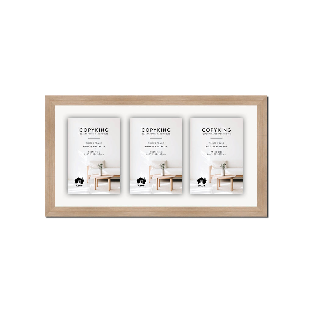 Grove Camel 20mm Wood Collage Photo Frame - 8" x 16" - 3 Photos (4" x 6")