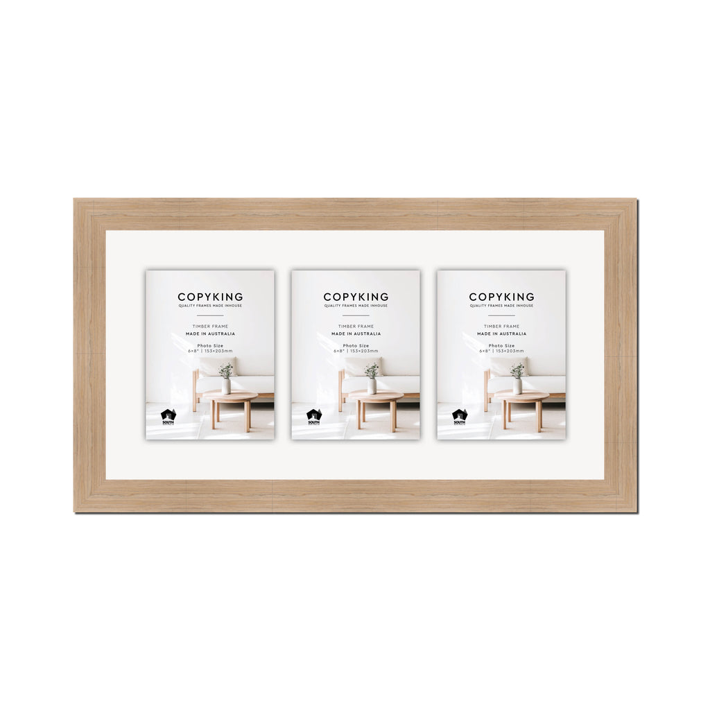 Grove Camel 40mm Wood Collage Photo Frame - 12" x 24" - 3 Photos (6" x 8")