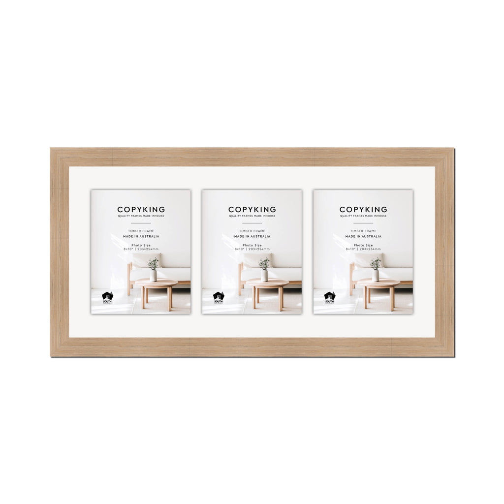 Grove Camel 40mm Wood Collage Photo Frame - 14" x 30" - 3 Photos (8" x 10")