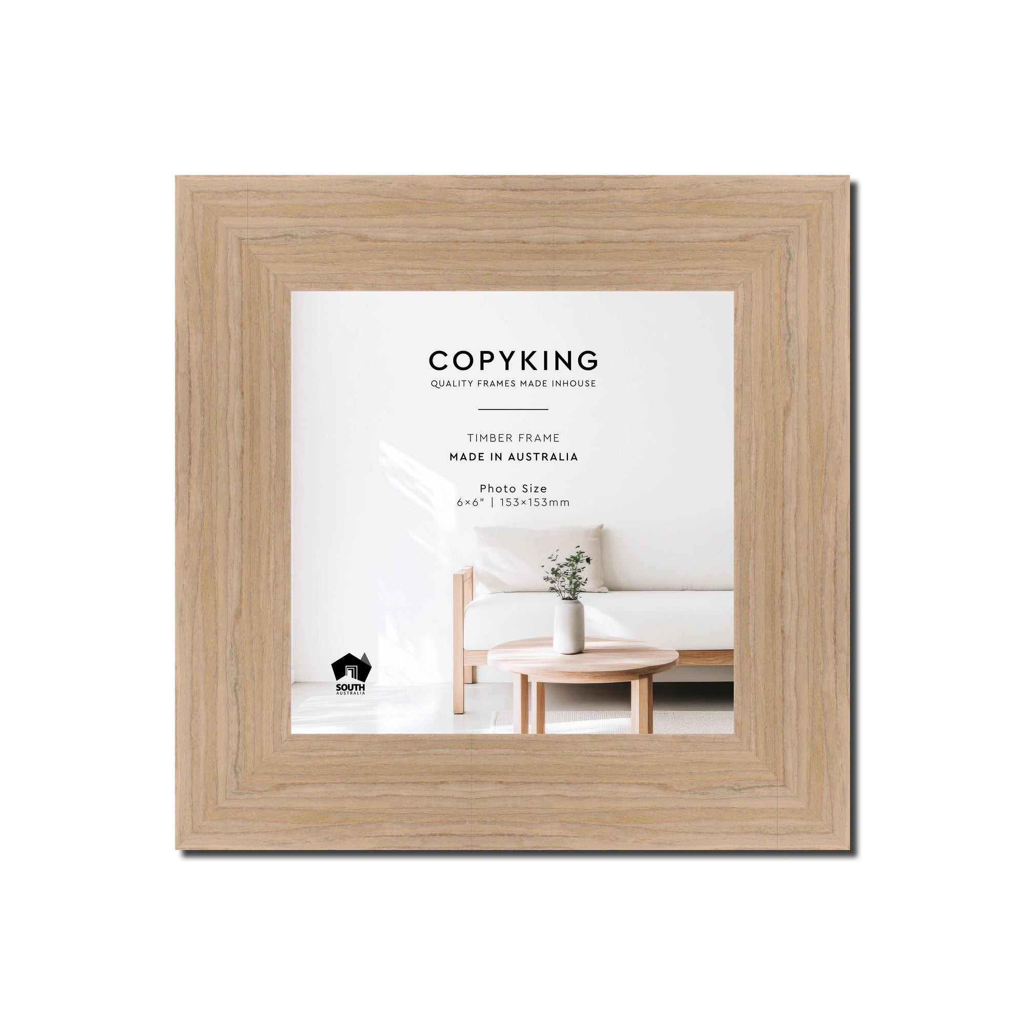 Grove Camel 40mm Wood Square Photo Frame - 6" x 6" (153mm x 153mm)