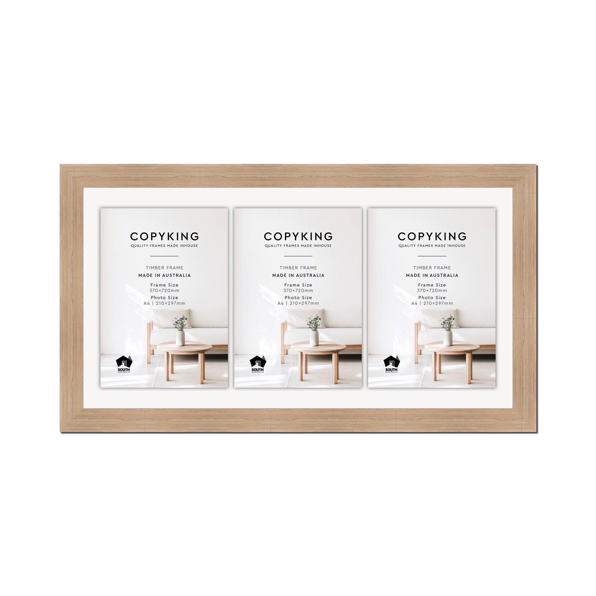 Grove Camel 40mm Wood Certificate Frame - 370mm x 720mm - 3 Certificates (A4)