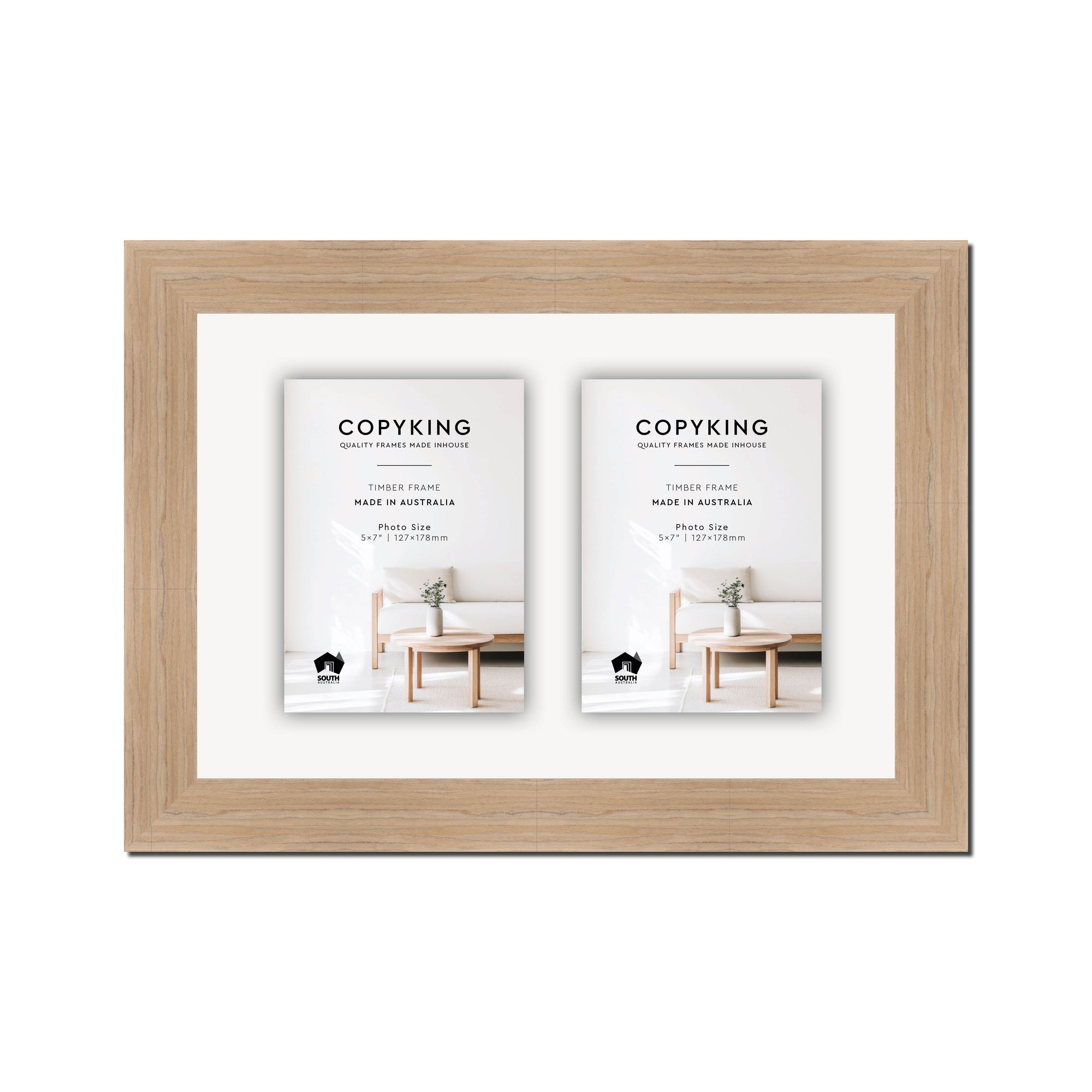 Grove Camel 40mm Wood Collage Photo Frame - 10" x 15" - 2 Photos (5" x 7")