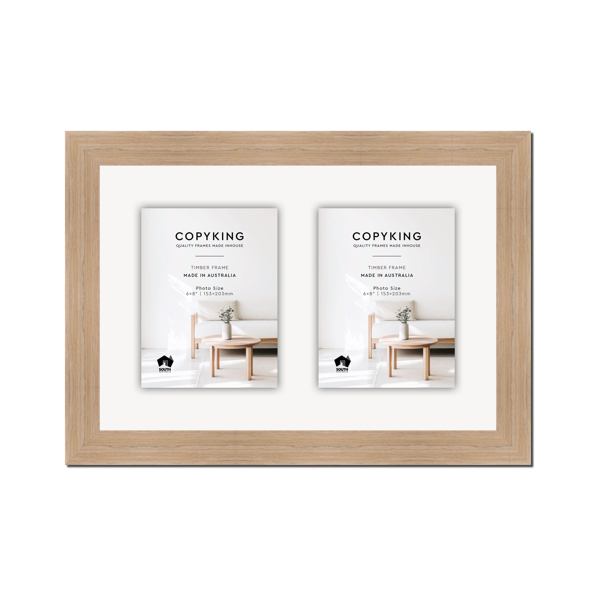 Grove Camel 40mm Wood Collage Photo Frame - 12" x 18" - 2 Photos (6" x 8")
