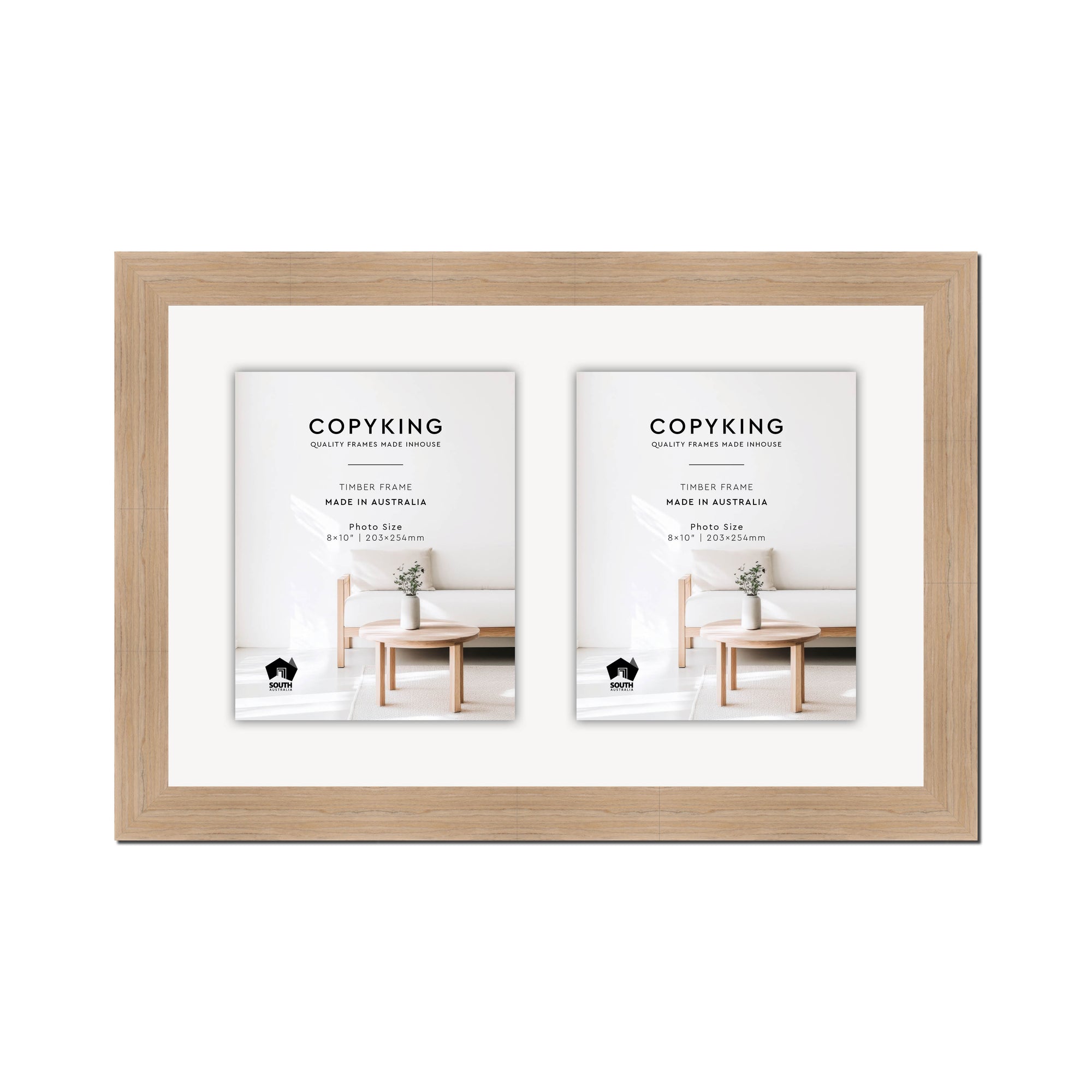 Grove Camel 40mm Wood Collage Photo Frame - 14" x 22" - 2 Photos (8" x 10")