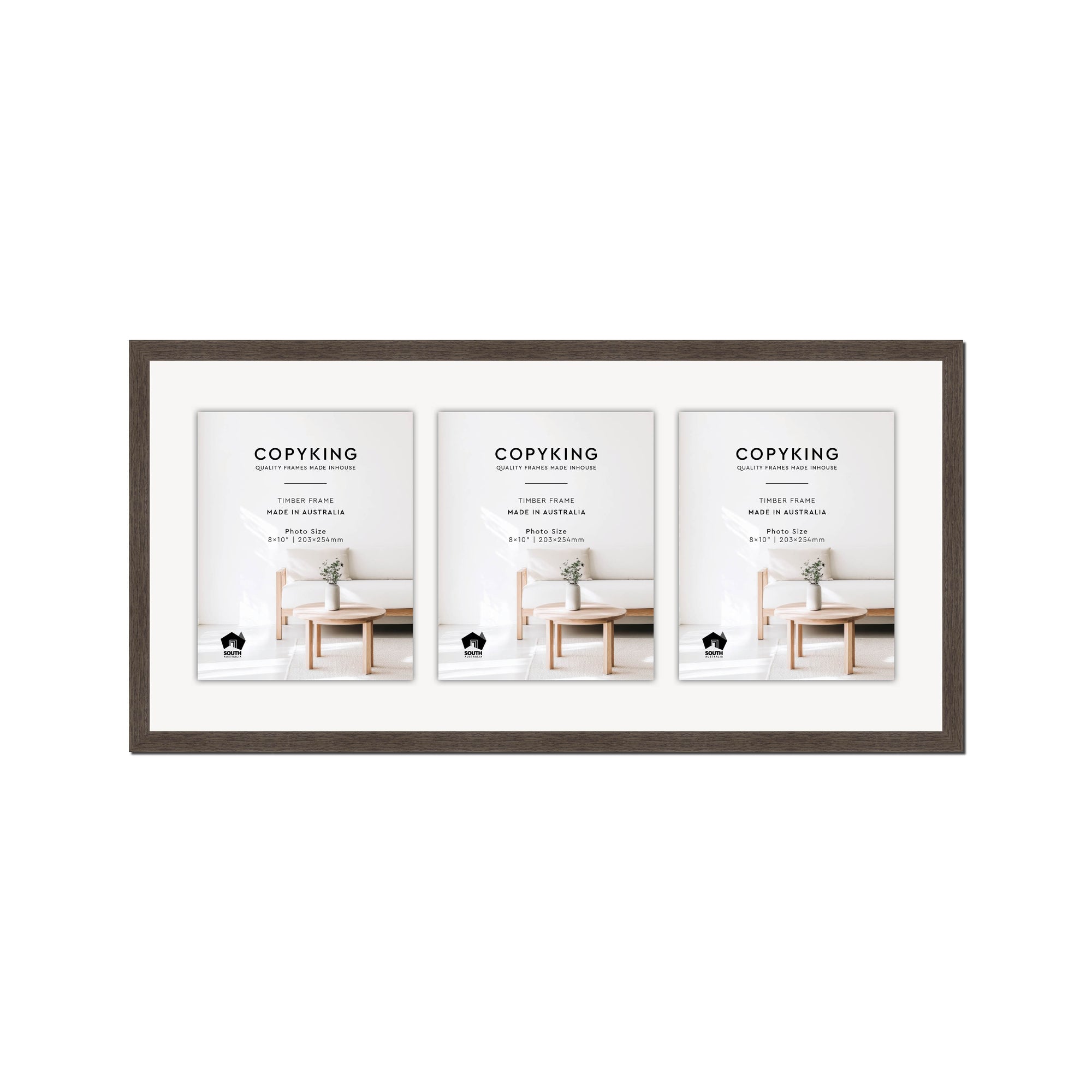 Grove Chocolate 20mm Wood Collage Photo Frame - 14" x 30" - 3 Photos (8" x 10")
