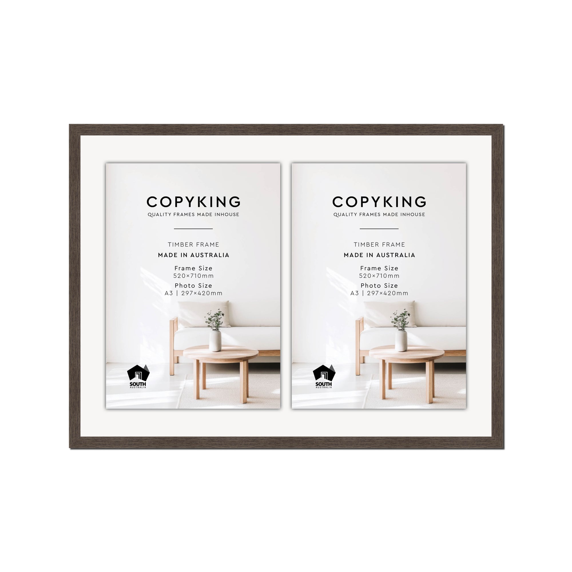 Grove Chocolate 20mm Wood Certificate Frame - 520mm x 710mm - 2 Certificates (A3)