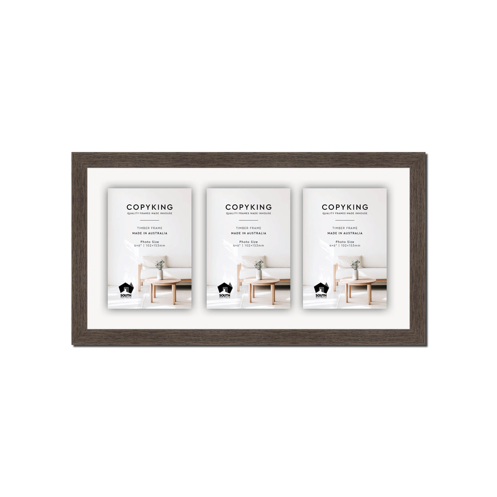 Grove Chocolate 20mm Wood Collage Photo Frame - 8" x 16" - 3 Photos (4" x 6")