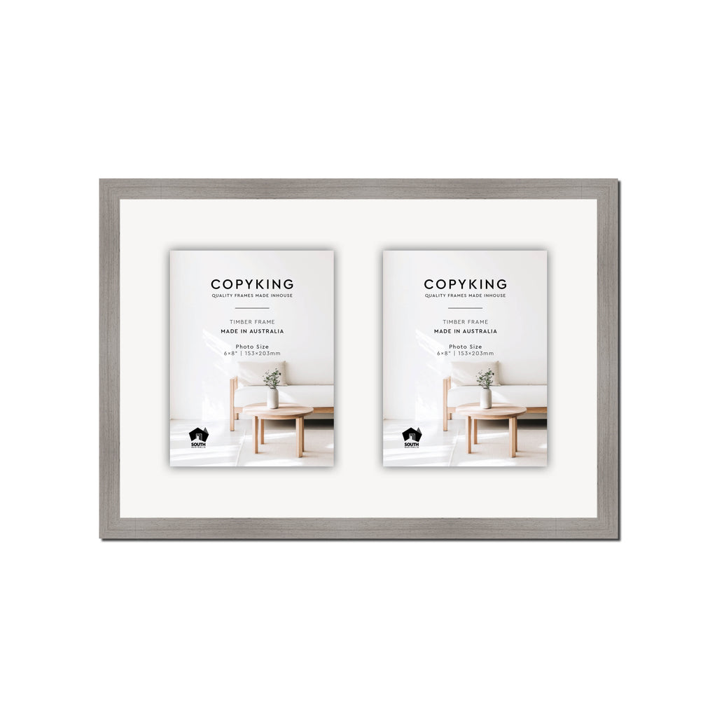 Grove Grey 20mm Wood Collage Photo Frame - 12" x 18" - 2 Photos (6" x 8")