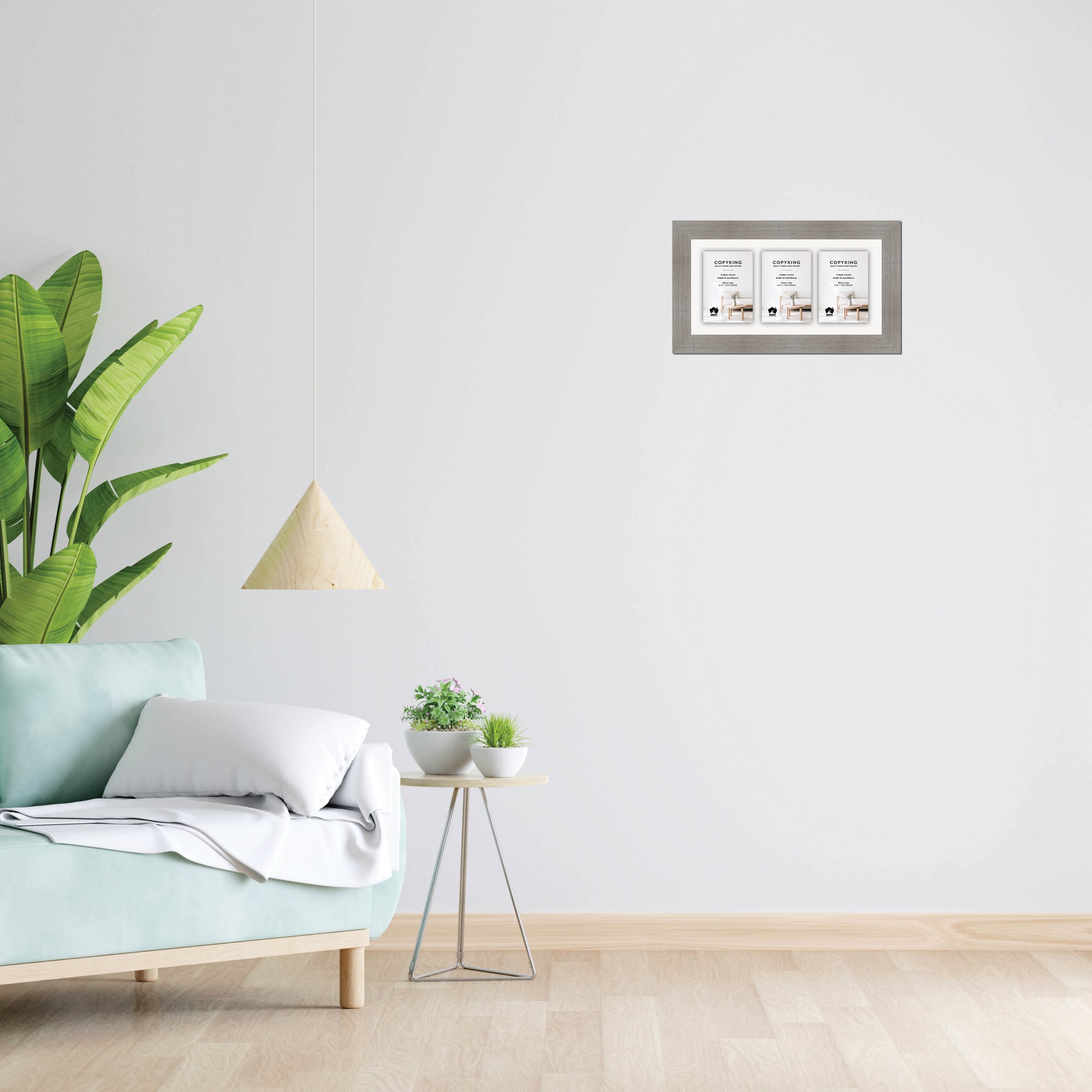 Grove Grey 40mm Wood Collage Photo Frame - 8" x 16" - 3 Photos (4" x 6")