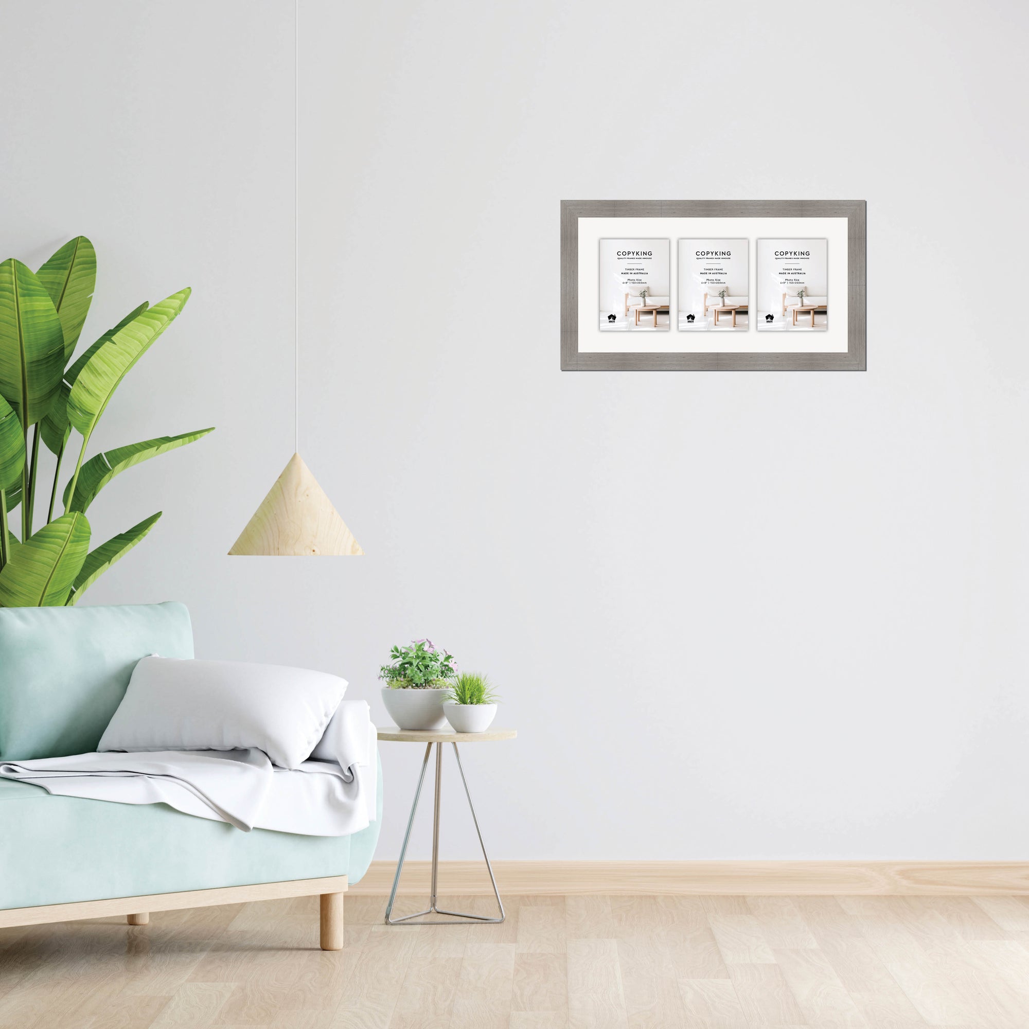 Grove Grey 40mm Wood Collage Photo Frame - 12" x 24" - 3 Photos (6" x 8")