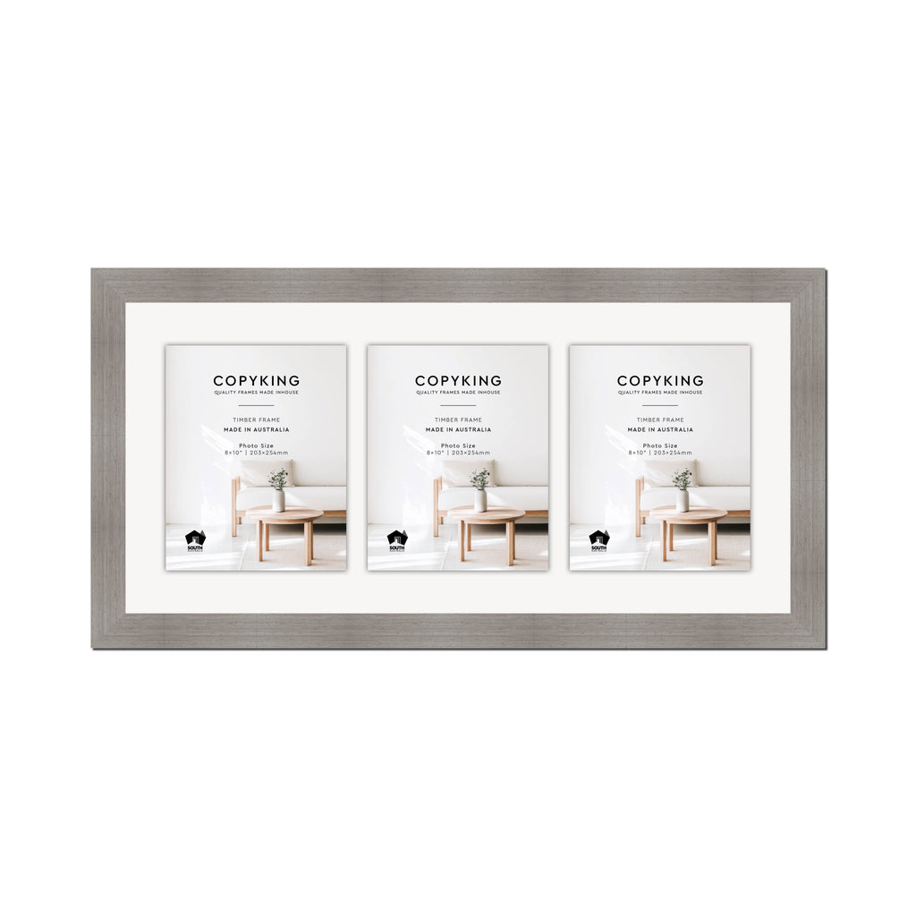 Grove Grey 40mm Wood Collage Photo Frame - 14" x 30" - 3 Photos (8" x 10")