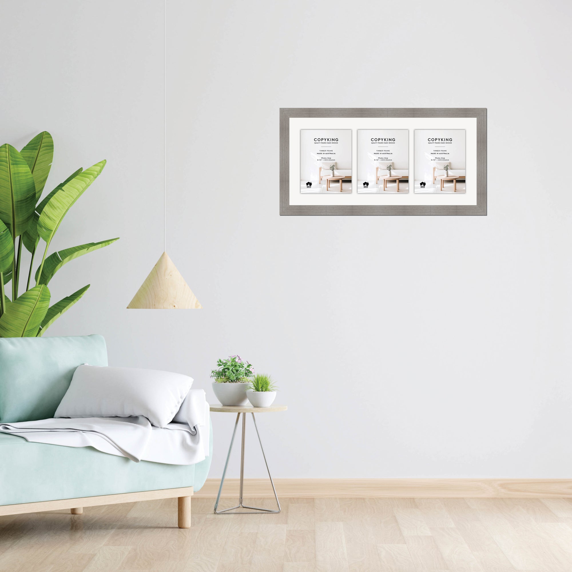 Grove Grey 40mm Wood Collage Photo Frame - 14" x 30" - 3 Photos (8" x 10")