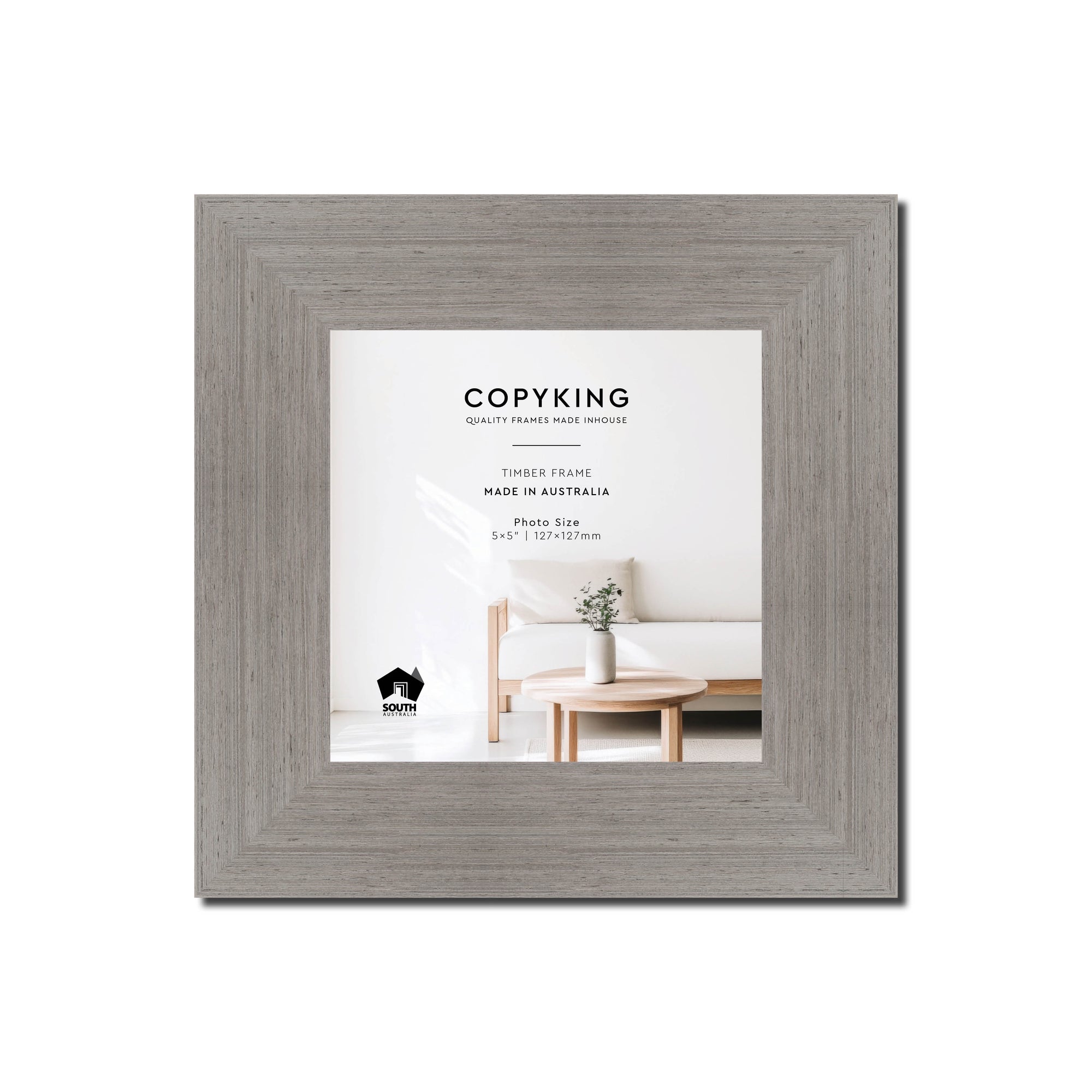 Grove Grey 40mm Wood Square Photo Frame - 5" x 5" (127mm x 127mm)