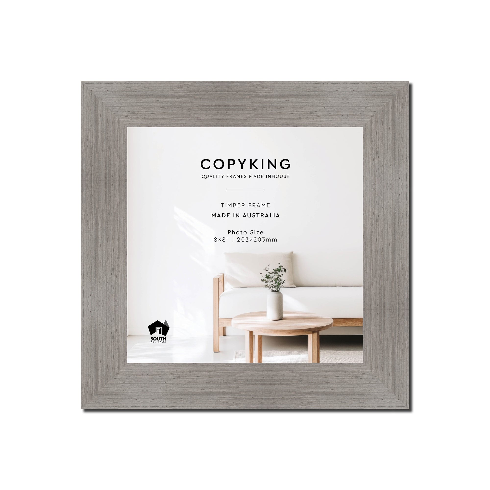 Grove Grey 40mm Wood Square Photo Frame - 8" x 8" (203mm x 203mm)
