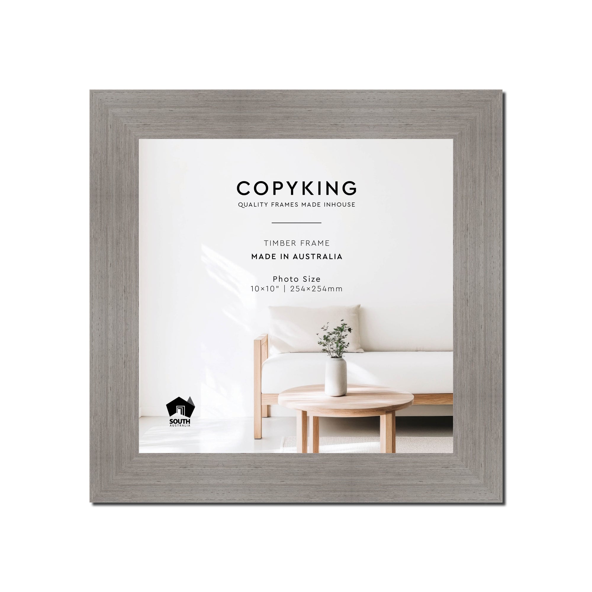 Grove Grey 40mm Wood Square Photo Frame - 10" x 10" (254mm x 254mm)