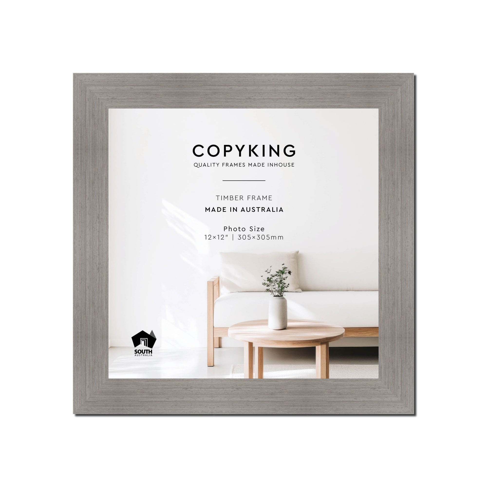 Grove Grey 40mm Wood Square Photo Frame - 12" x 12" (305mm x 305mm)