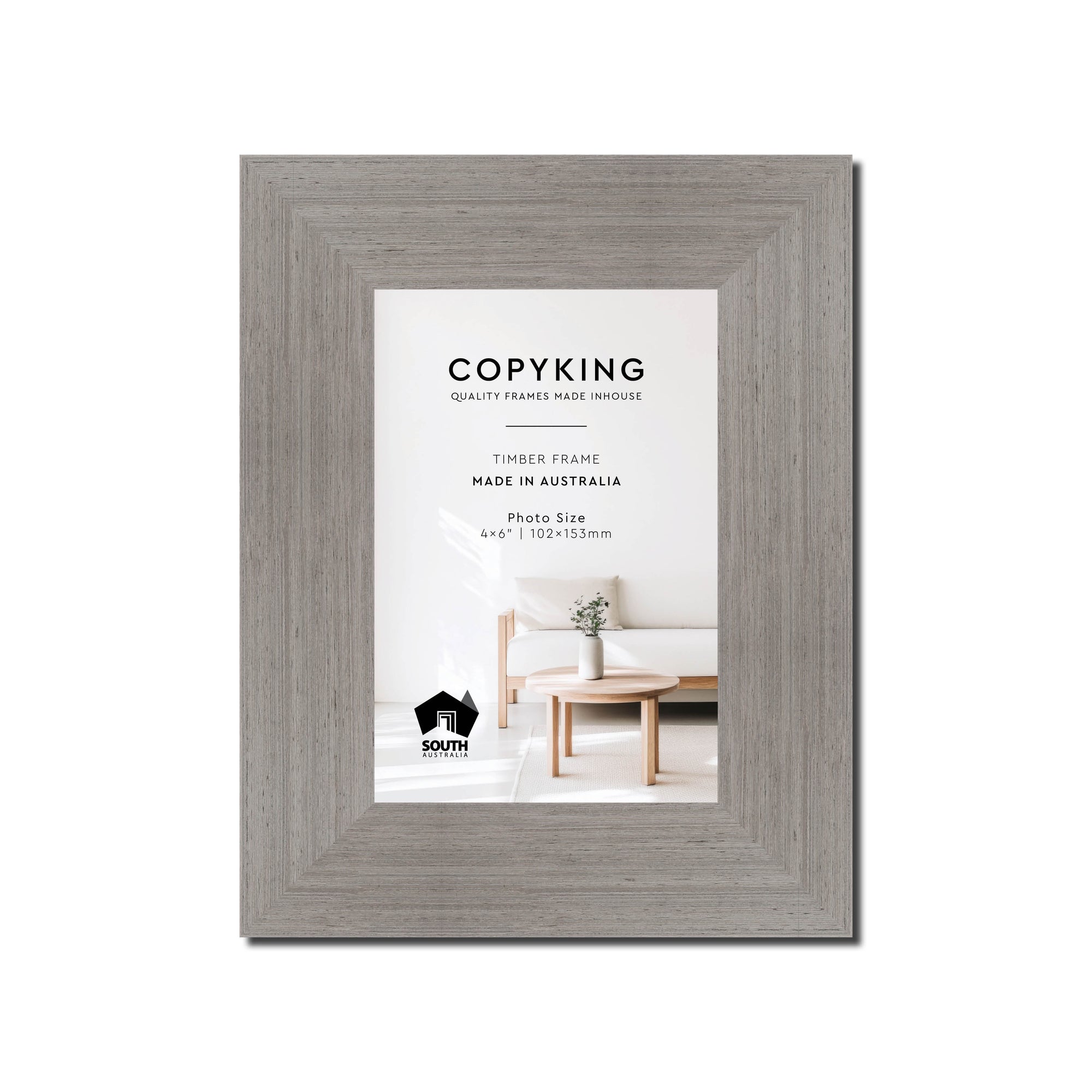 Grove Grey 40mm Wood Photo Frame - 4" x 6" (102mm x 153mm)