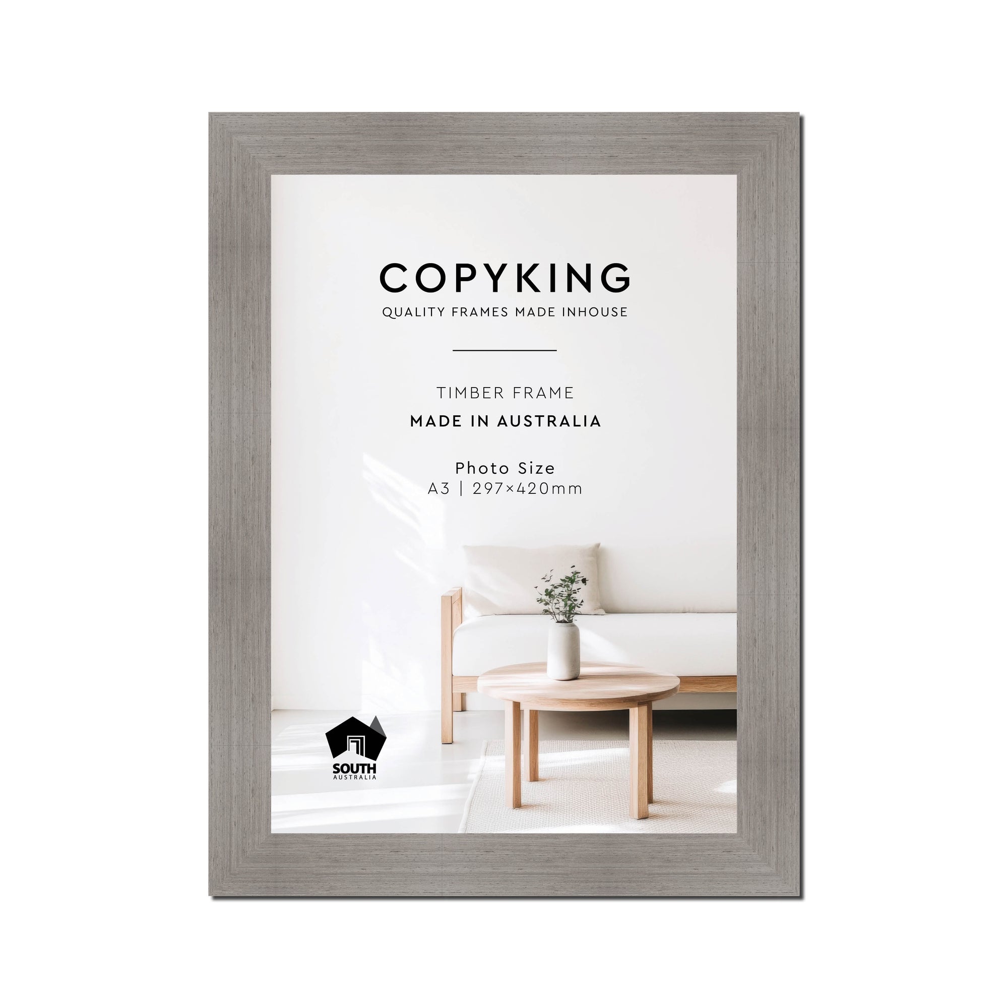 Grove Grey 40mm Wood Poster Frame - A3 (297mm x 420mm)