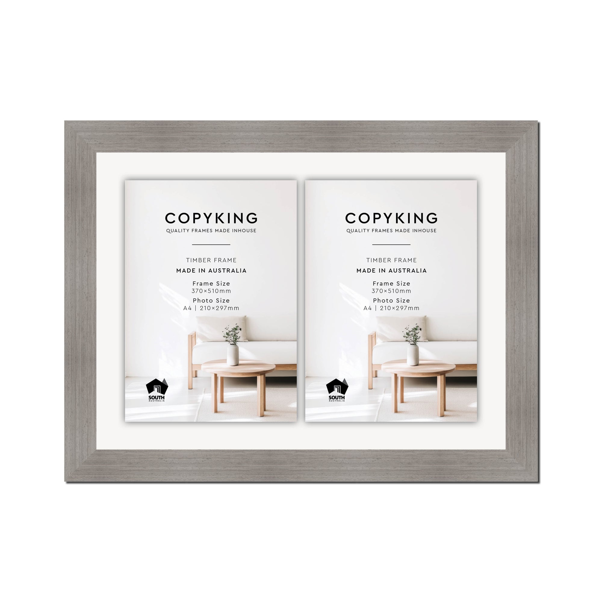 Grove Grey 40mm Wood Certificate Frame - 370mm x 510mm - 2 Certificates (A4)
