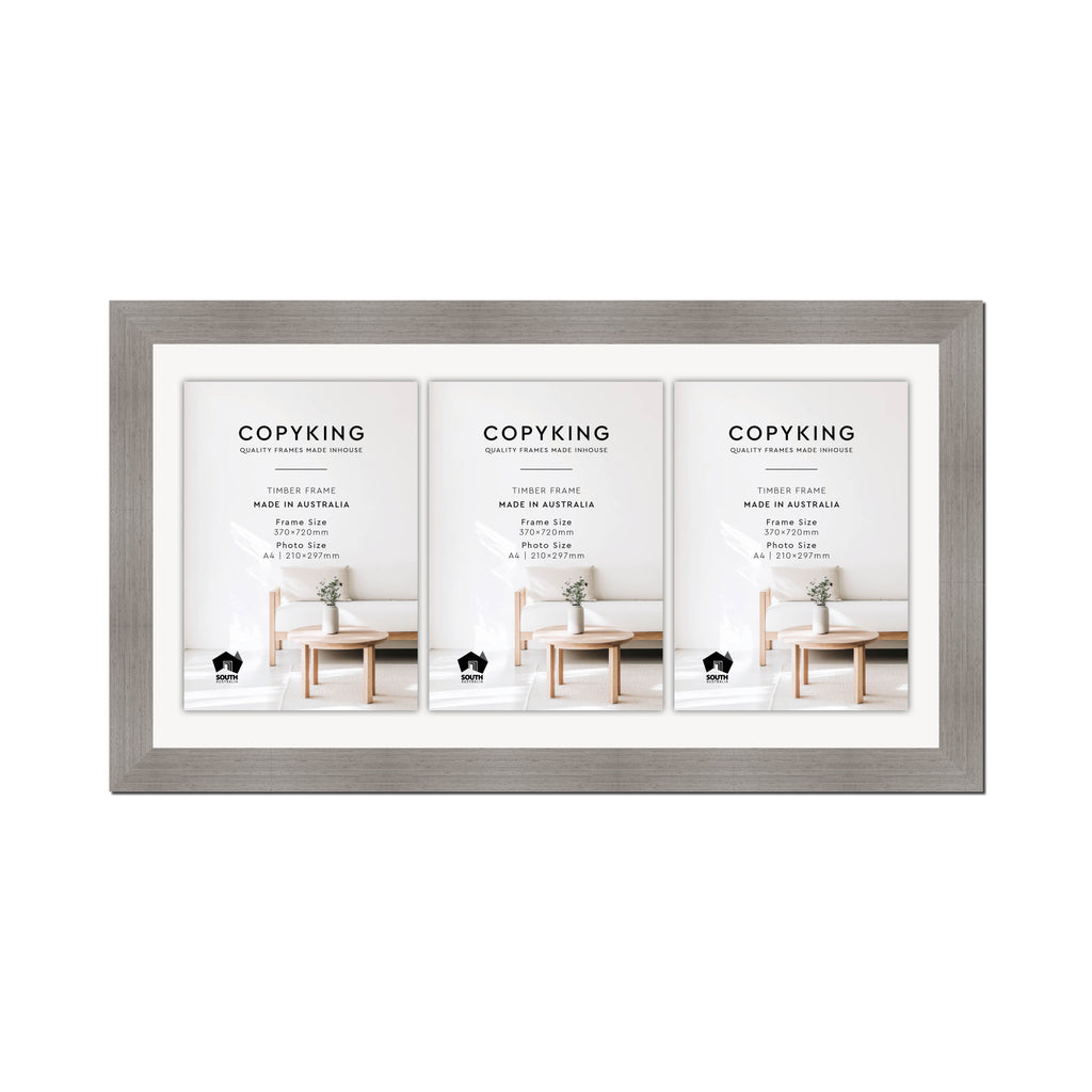 Grove Grey 40mm Wood Certificate Frame - 370mm x 720mm - 3 Certificates (A4)