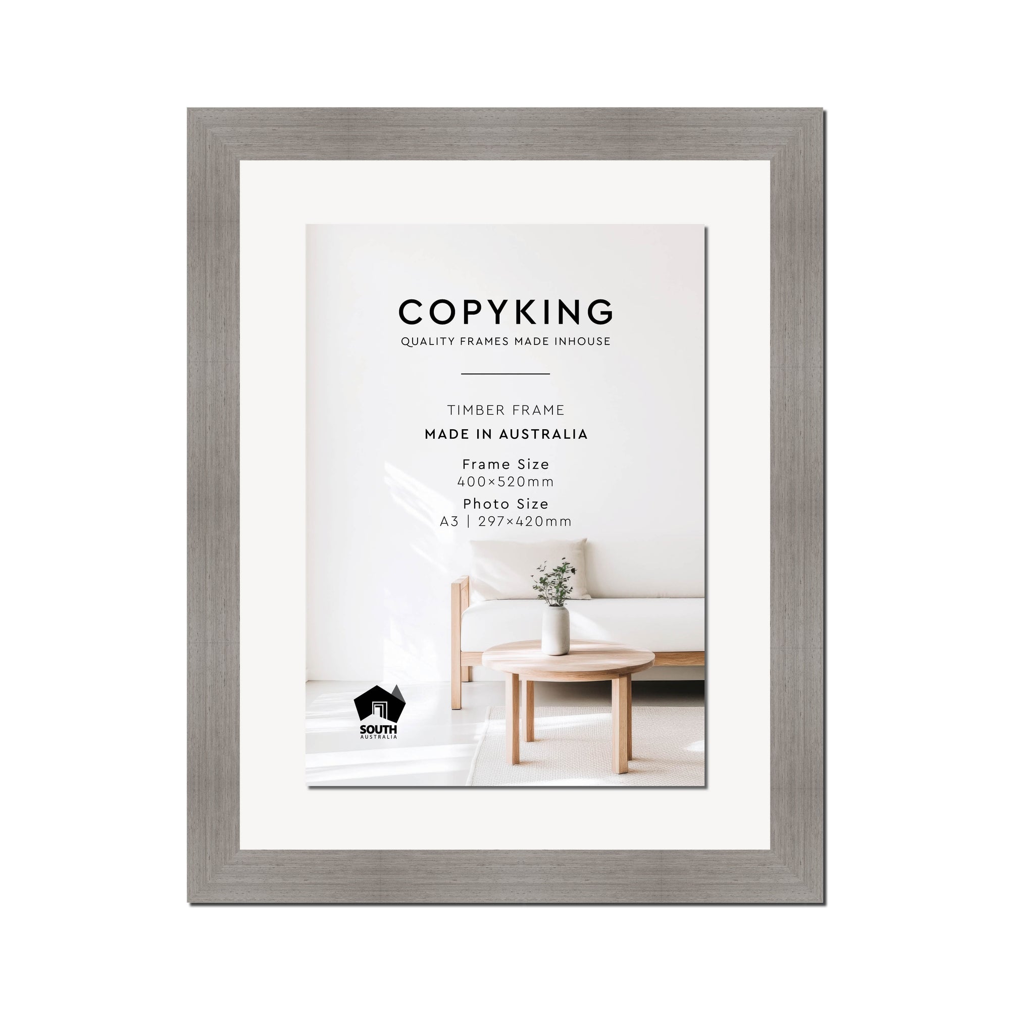 Grove Grey 40mm Wood Certificate Frame - 400mm x 520mm - 1 Certificates (A3)