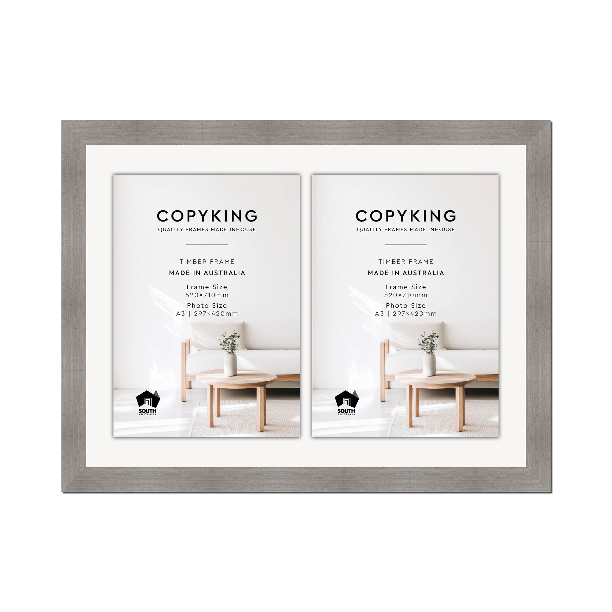 Grove Grey 40mm Wood Certificate Frame - 520mm x 710mm - 2 Certificates (A3)