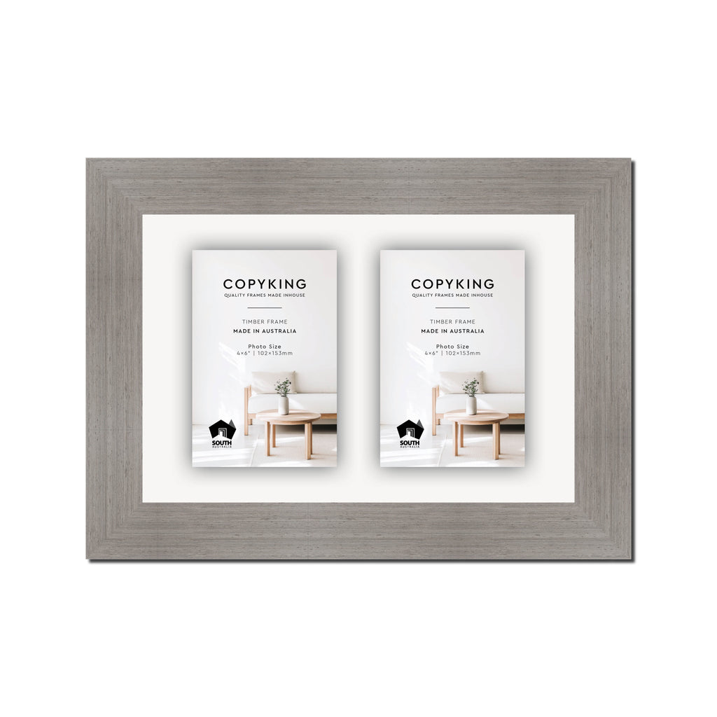 Grove Grey 40mm Wood Collage Photo Frame - 8" x 12" - 2 Photos (4" x 6")