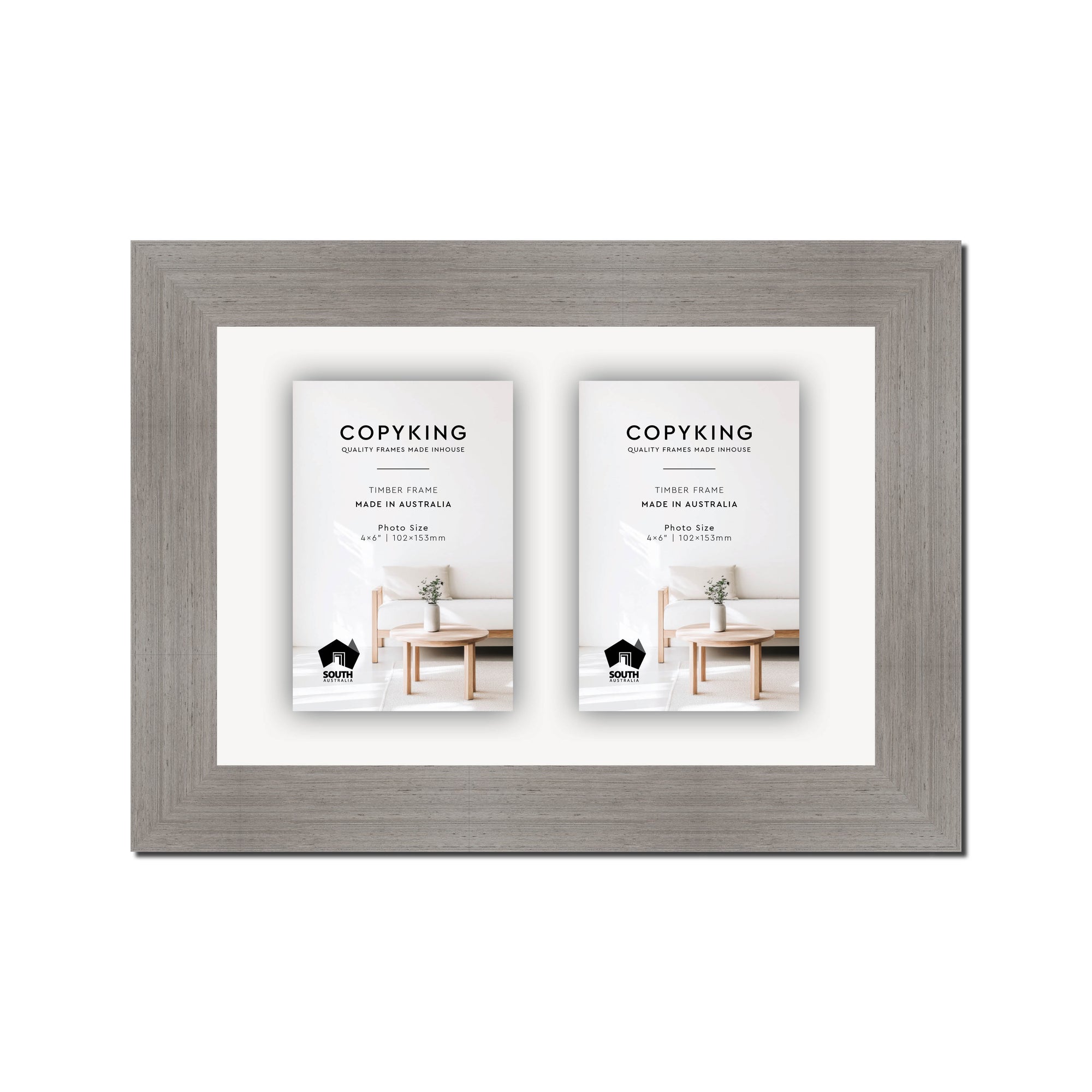 Grove Grey 40mm Wood Collage Photo Frame - 8" x 12" - 2 Photos (4" x 6")