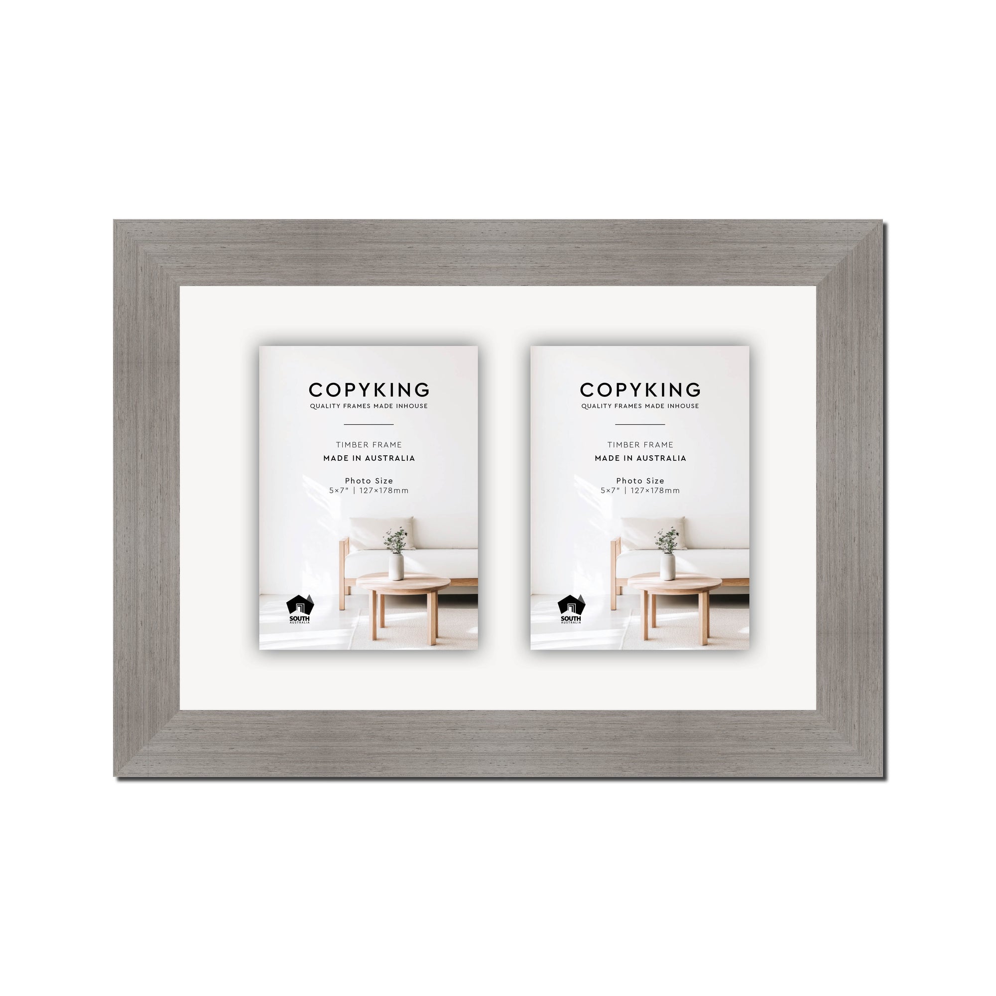 Grove Grey 40mm Wood Collage Photo Frame - 10" x 15" - 2 Photos (5" x 7")