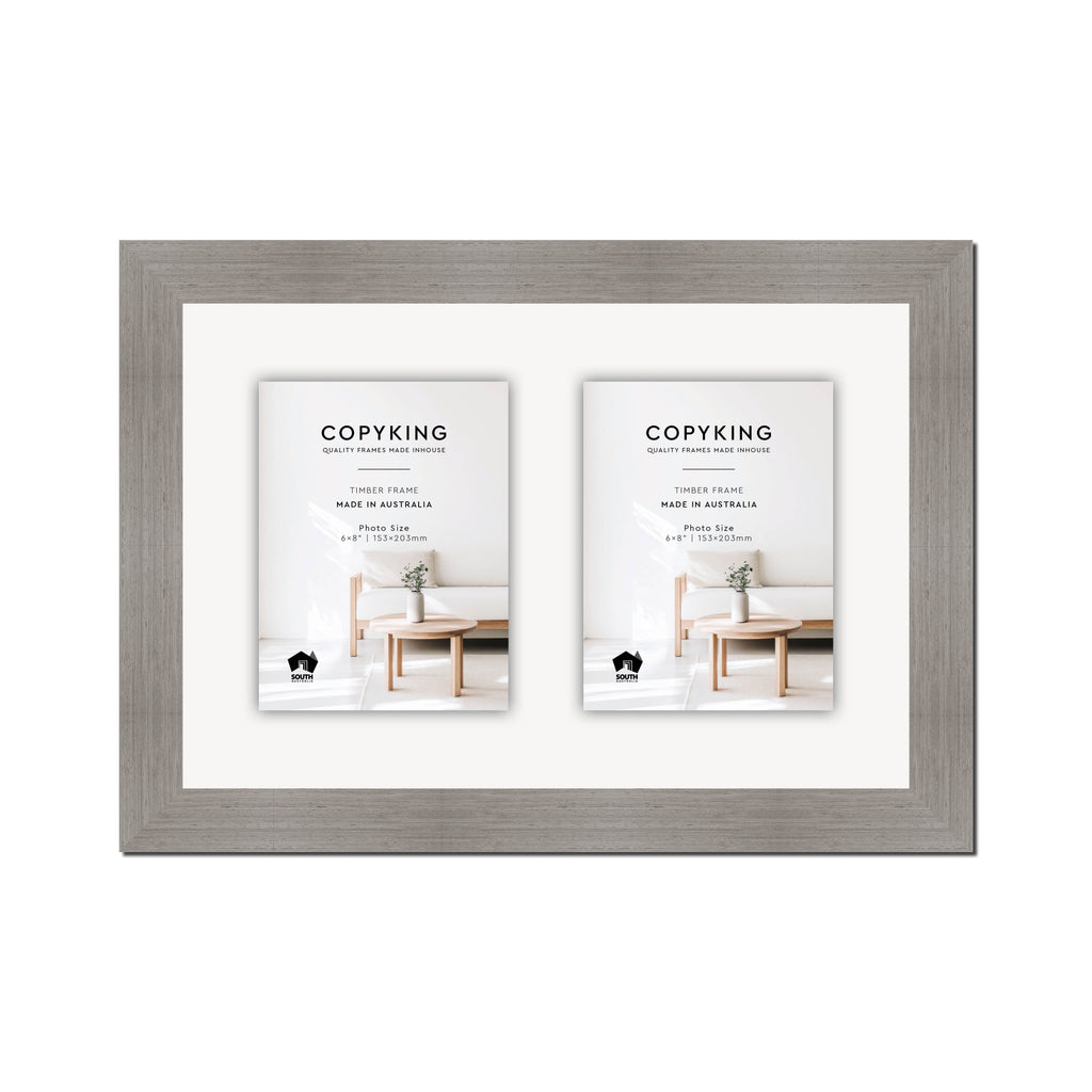 Grove Grey 40mm Wood Collage Photo Frame - 12" x 18" - 2 Photos (6" x 8")
