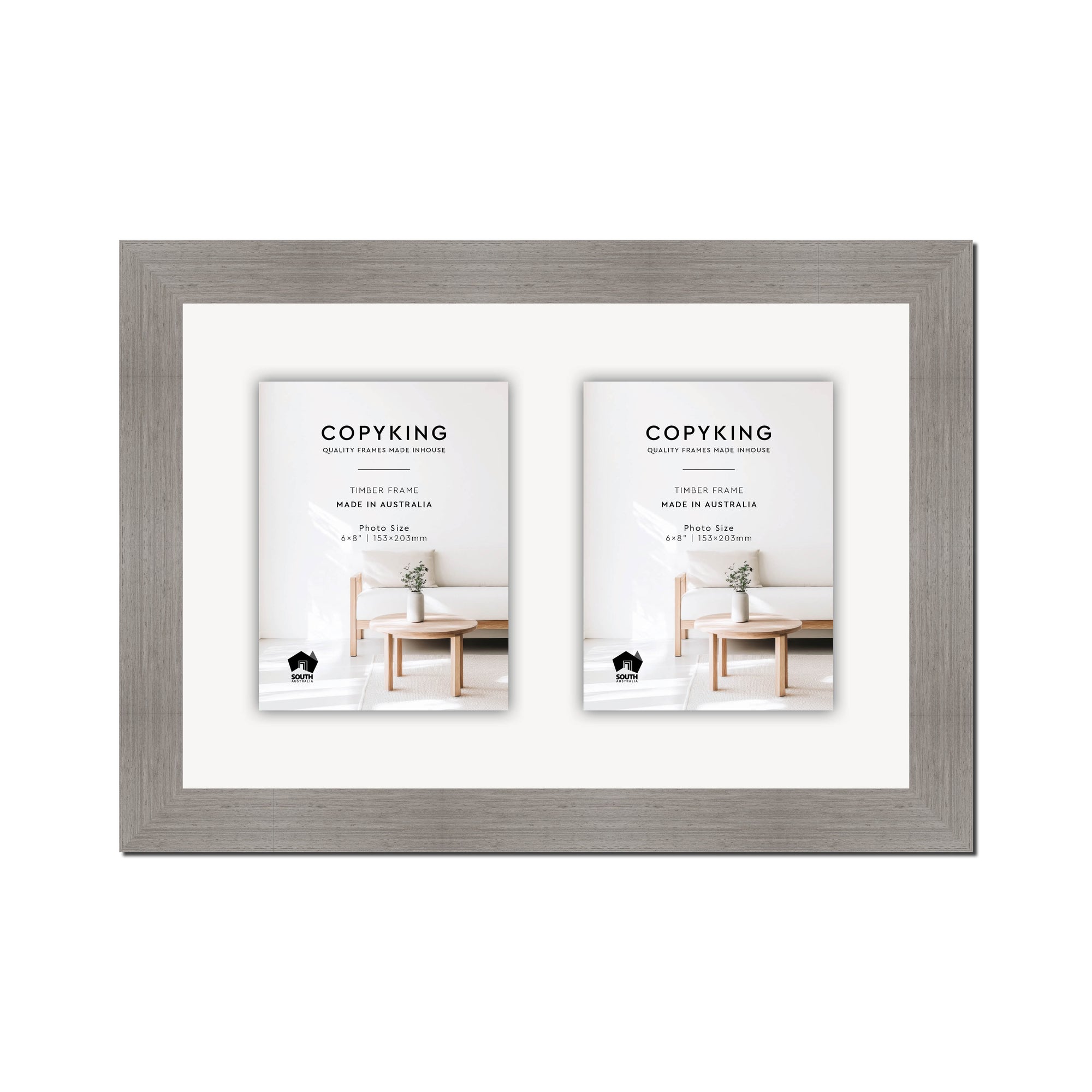 Grove Grey 40mm Wood Collage Photo Frame - 12" x 18" - 2 Photos (6" x 8")