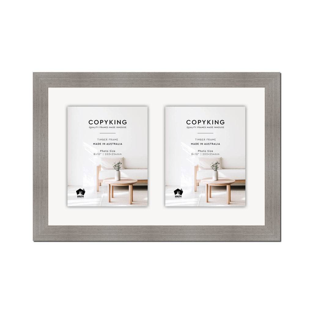 Grove Grey 40mm Wood Collage Photo Frame - 14" x 22" - 2 Photos (8" x 10")