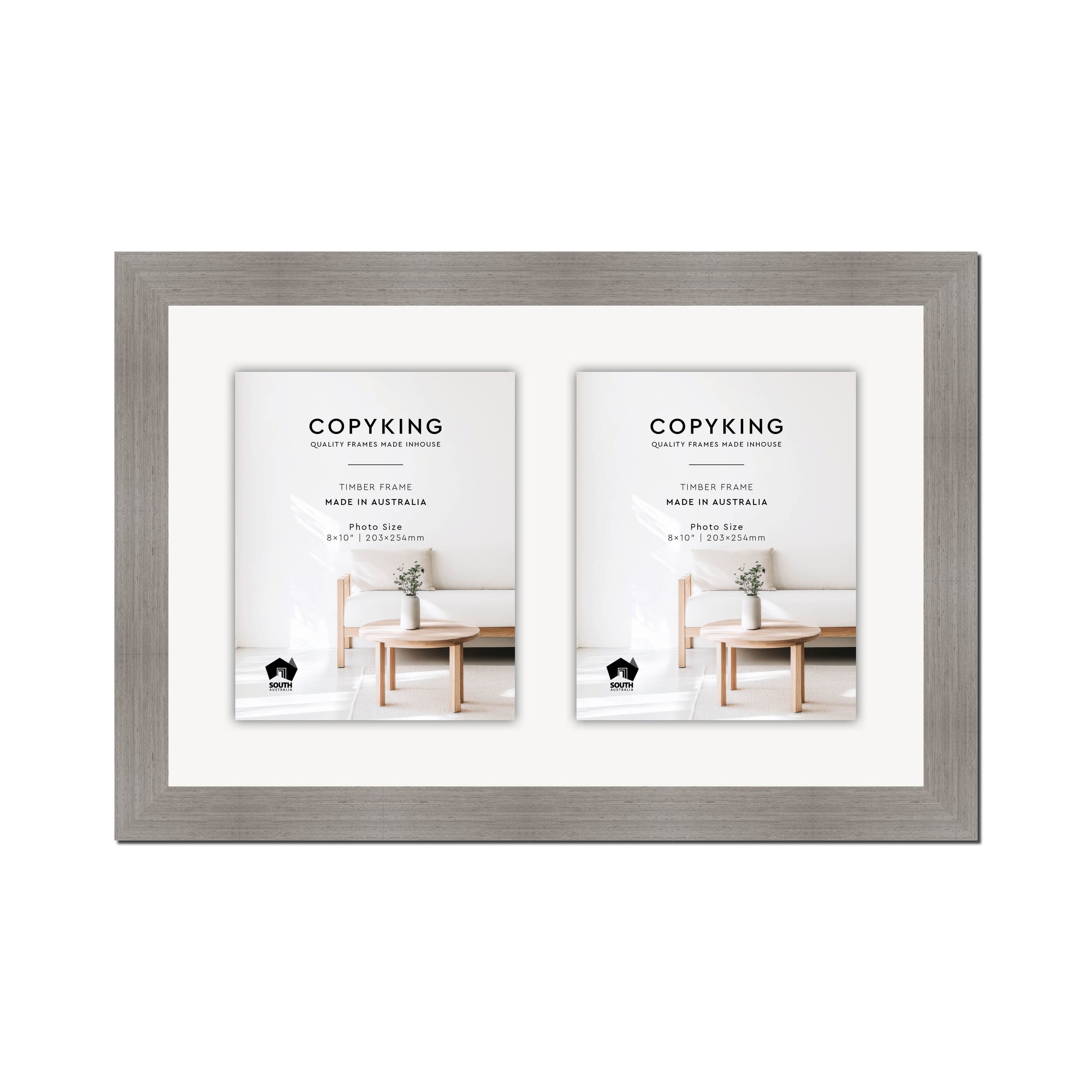 Grove Grey 40mm Wood Collage Photo Frame - 14" x 22" - 2 Photos (8" x 10")