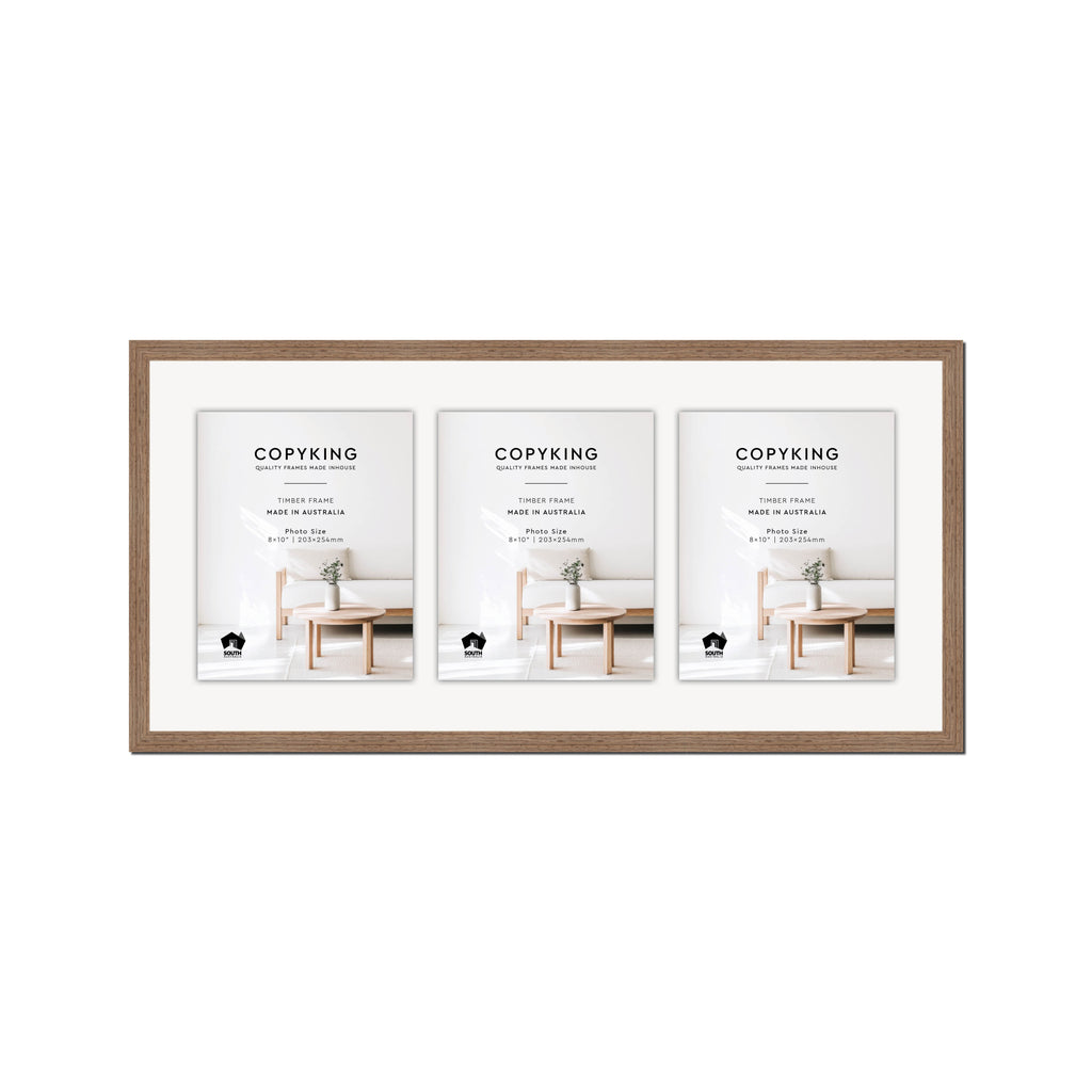 Grove Taupe 20mm Wood Collage Photo Frame - 14" x 30" - 3 Photos (8" x 10")
