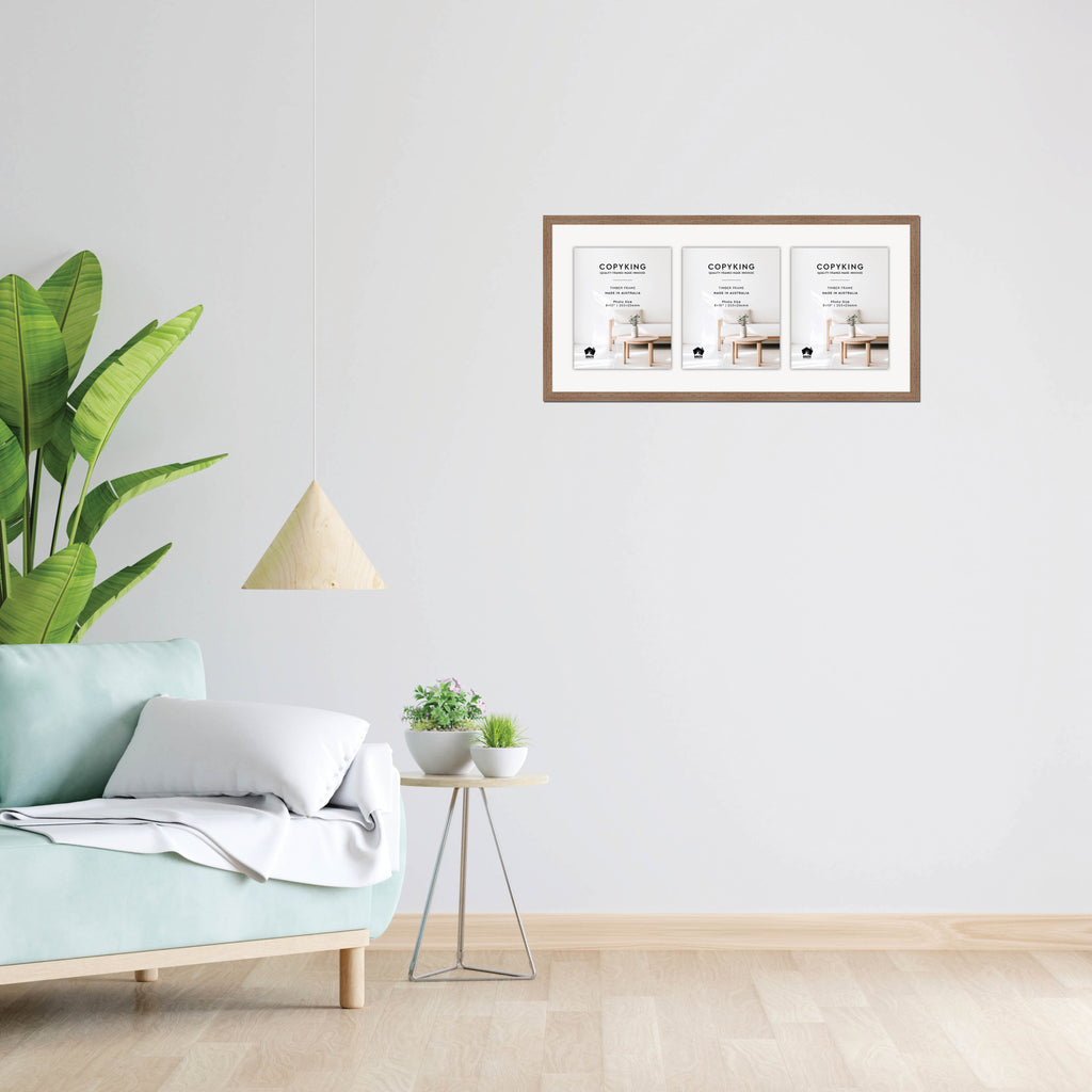 Grove Taupe 20mm Wood Collage Photo Frame - 14" x 30" - 3 Photos (8" x 10")