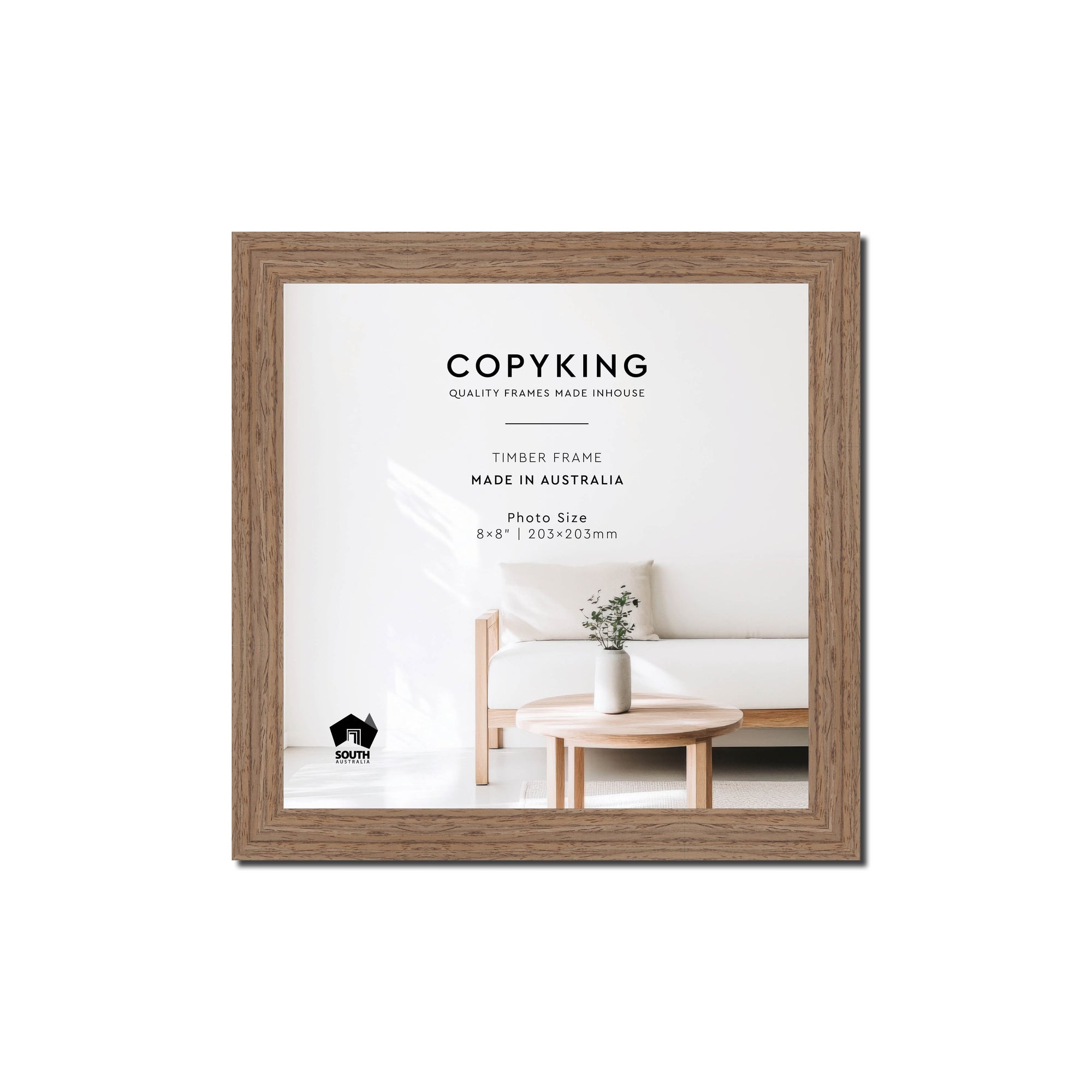 Grove Taupe 20mm Wood Square Photo Frame - 8" x 8" (203mm x 203mm)